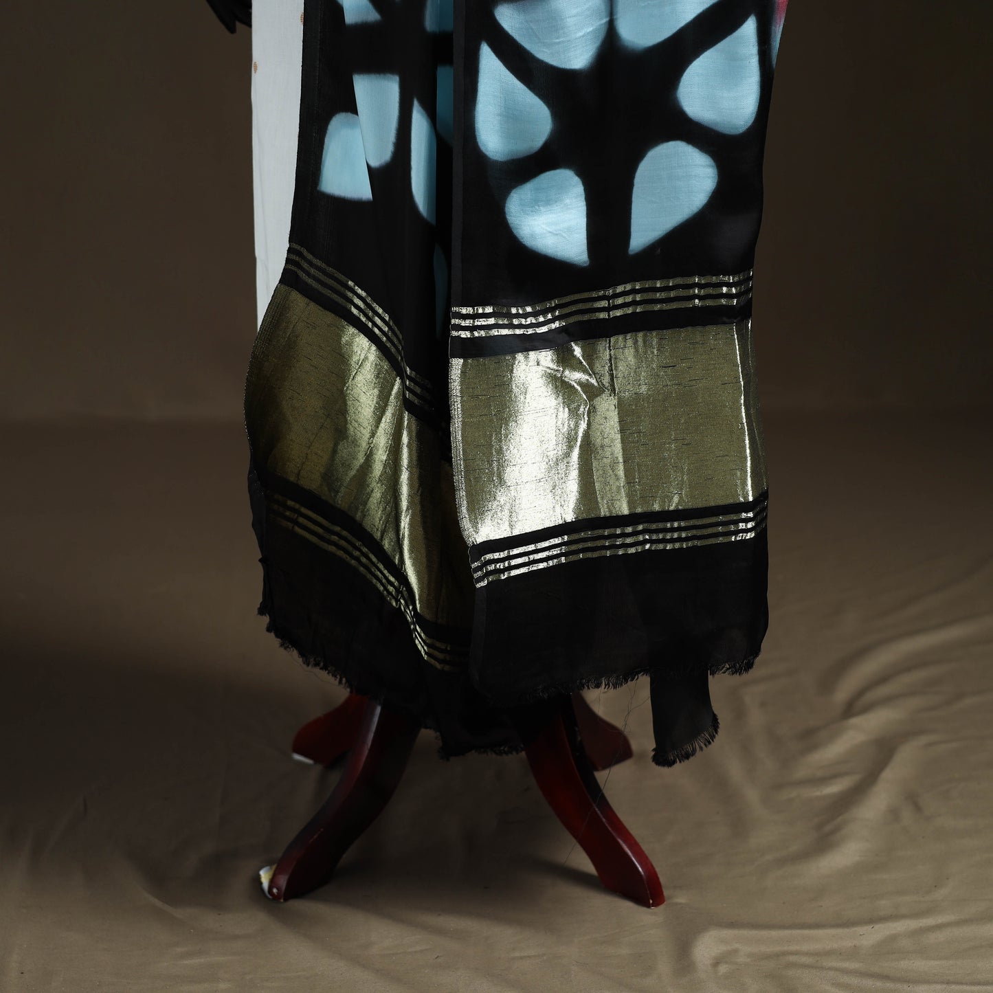 Multicolor - Shibori Clamp Dyed Modal Silk Dupatta with Zari Border 13