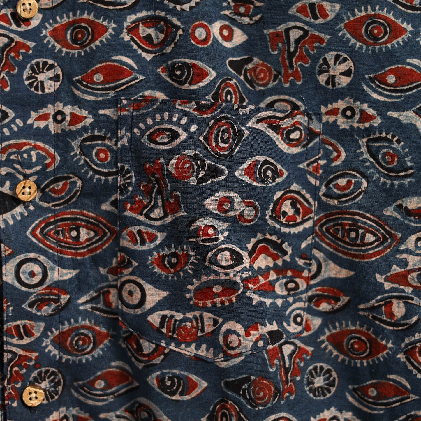 Natural Dyed Hand Block Print Cotton Men Half Sleeve Ajrakh Shirt 02