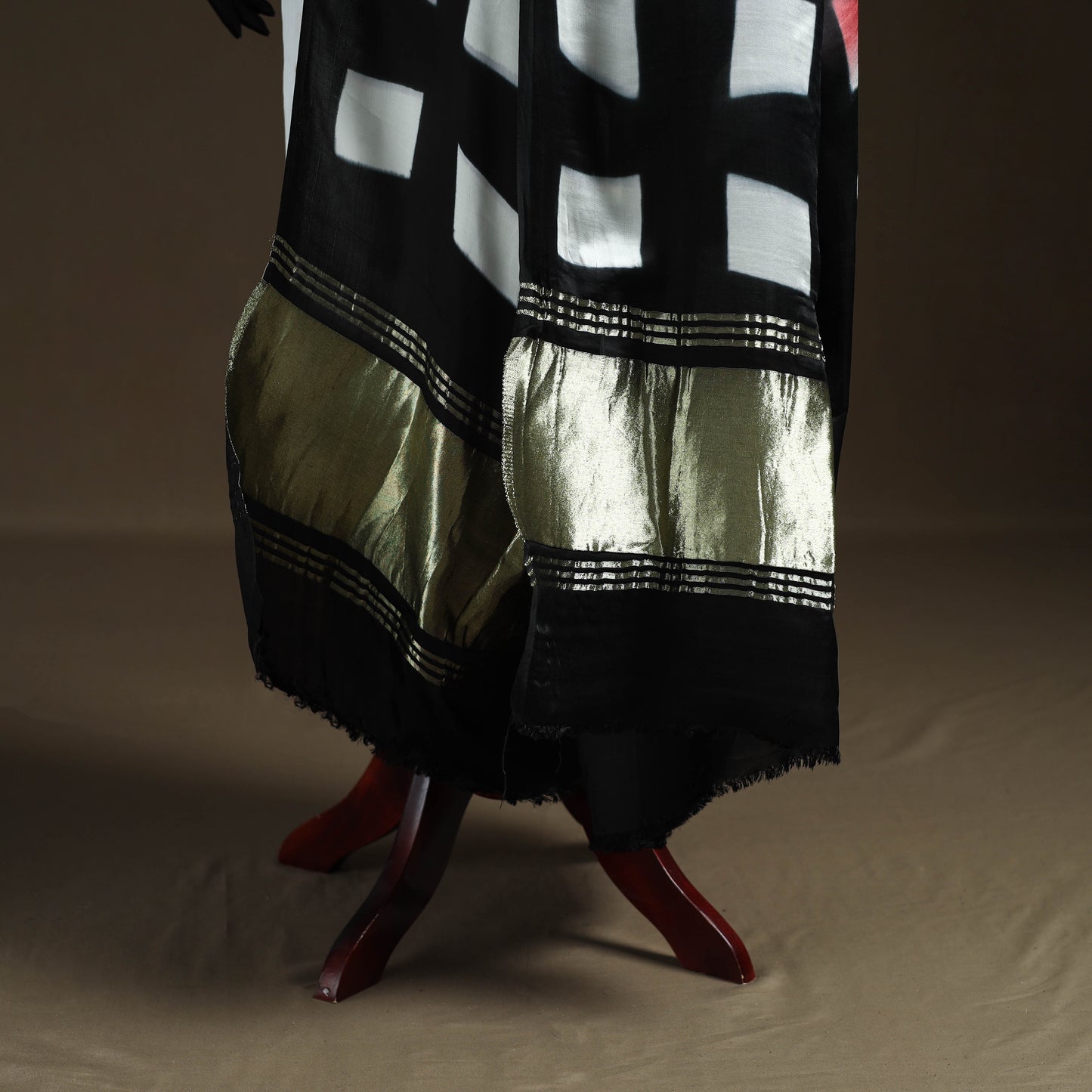 Multicolor - Shibori Clamp Dyed Modal Silk Dupatta with Zari Border 22