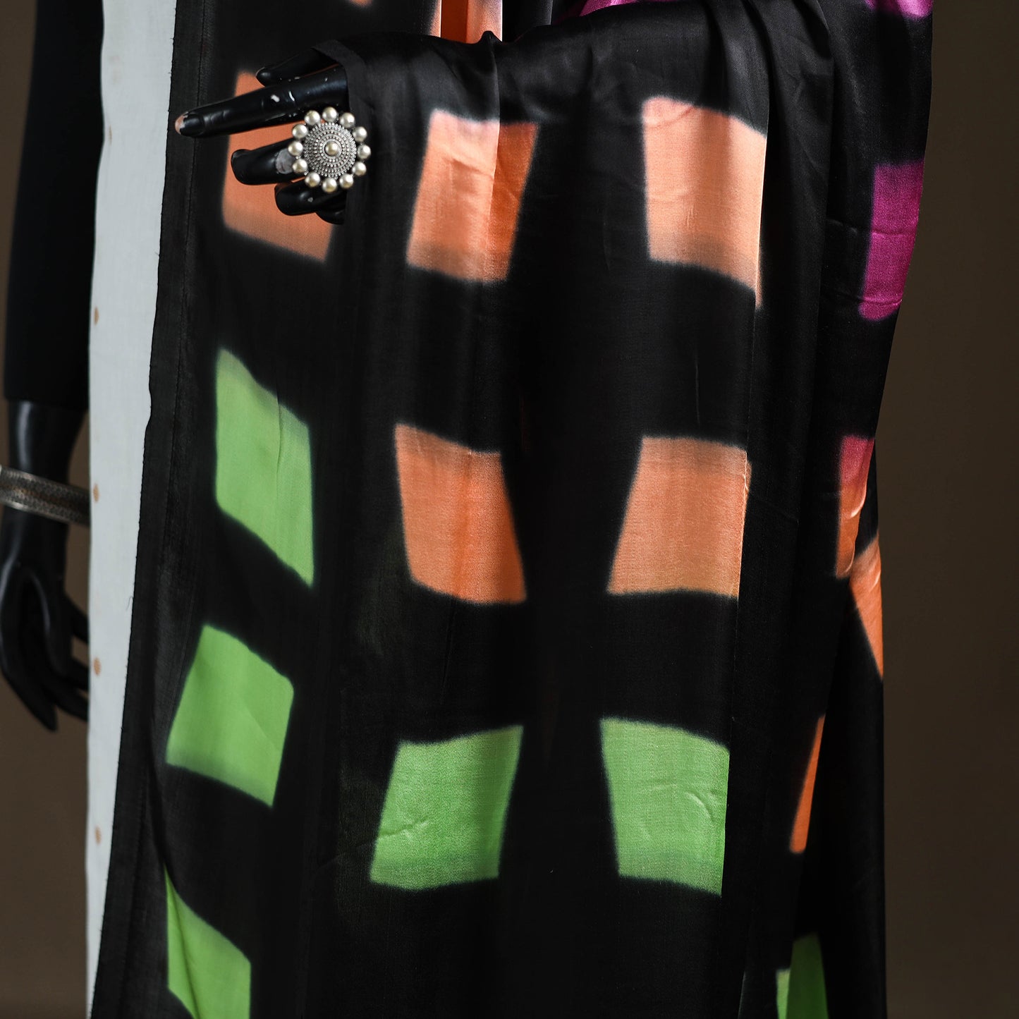 Multicolor - Shibori Clamp Dyed Modal Silk Dupatta with Zari Border 23