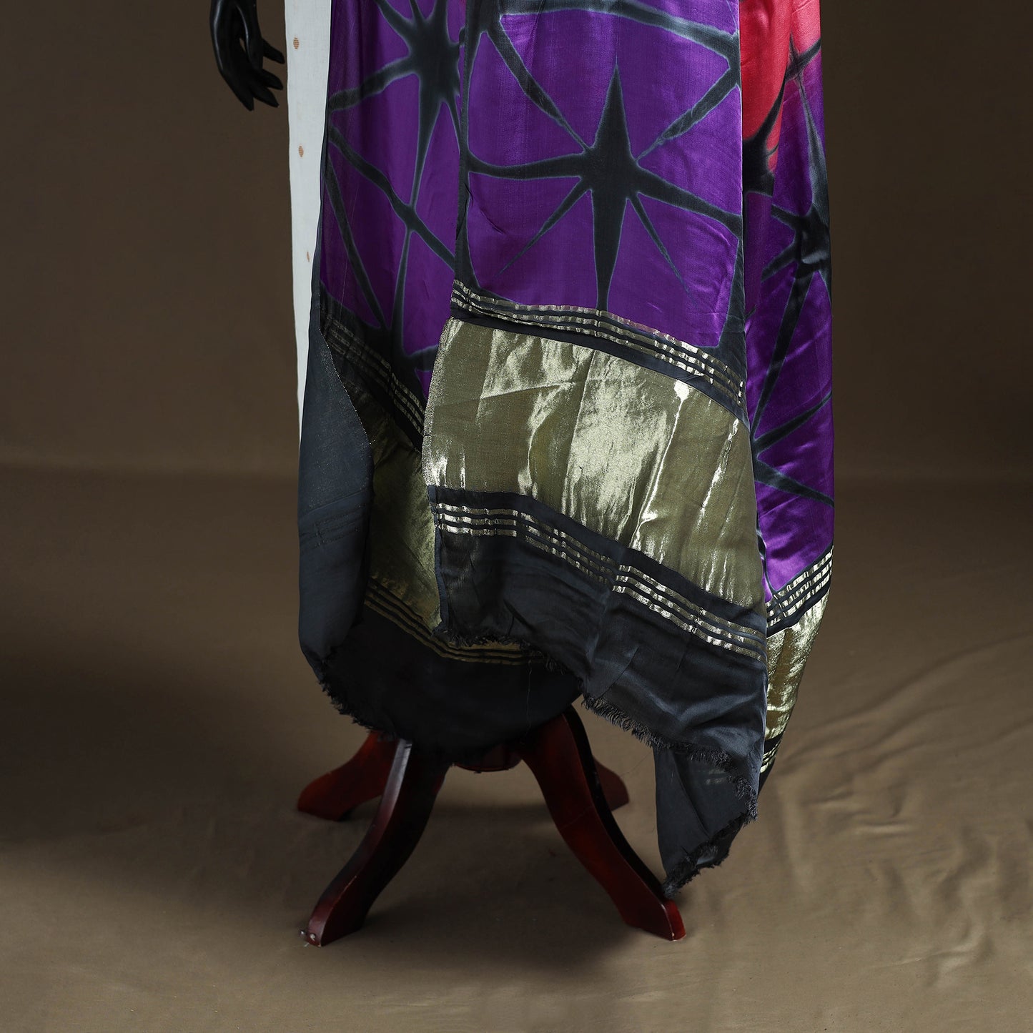 Multicolor - Shibori Clamp Dyed Modal Silk Dupatta with Zari Border 24