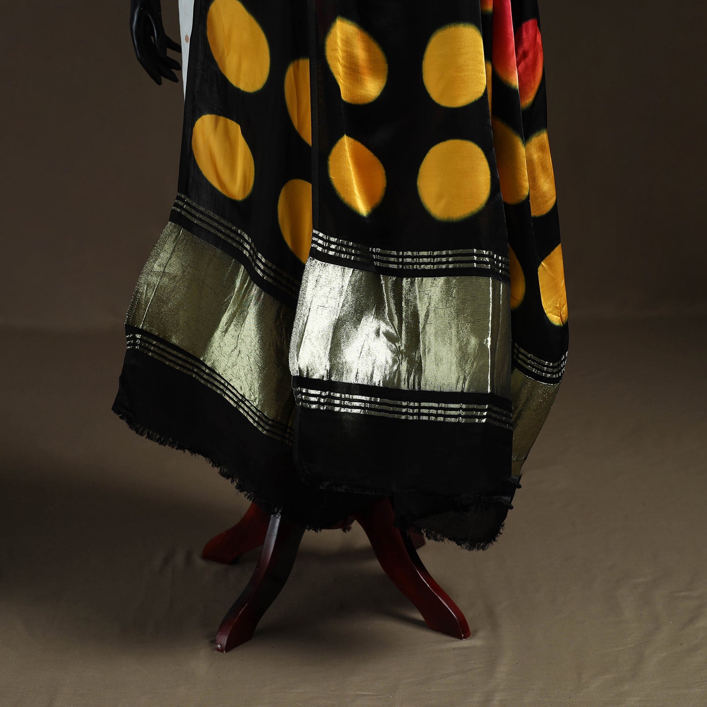 Multicolor - Shibori Clamp Dyed Modal Silk Dupatta with Zari Border 25