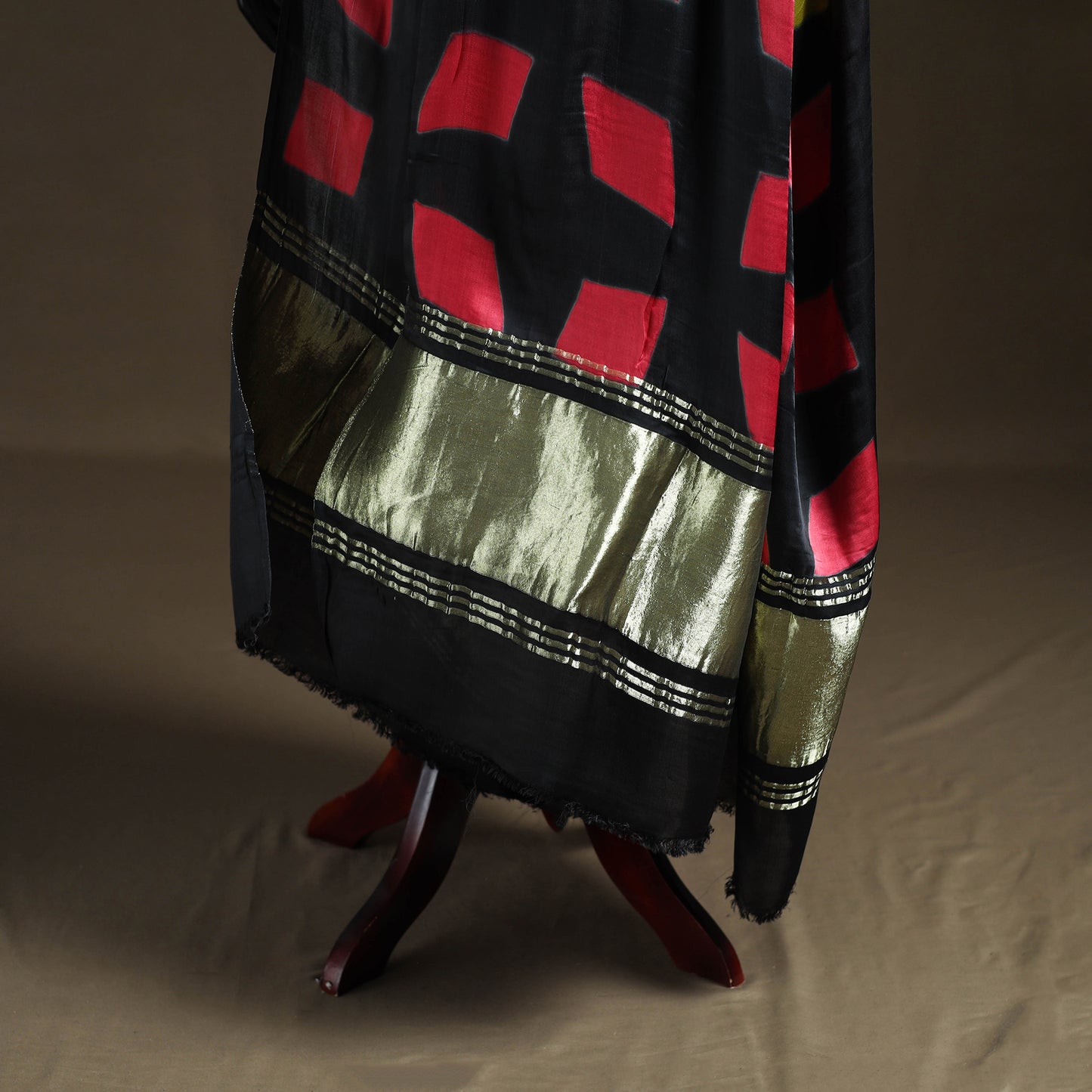 Multicolor - Shibori Clamp Dyed Modal Silk Dupatta with Zari Border 26