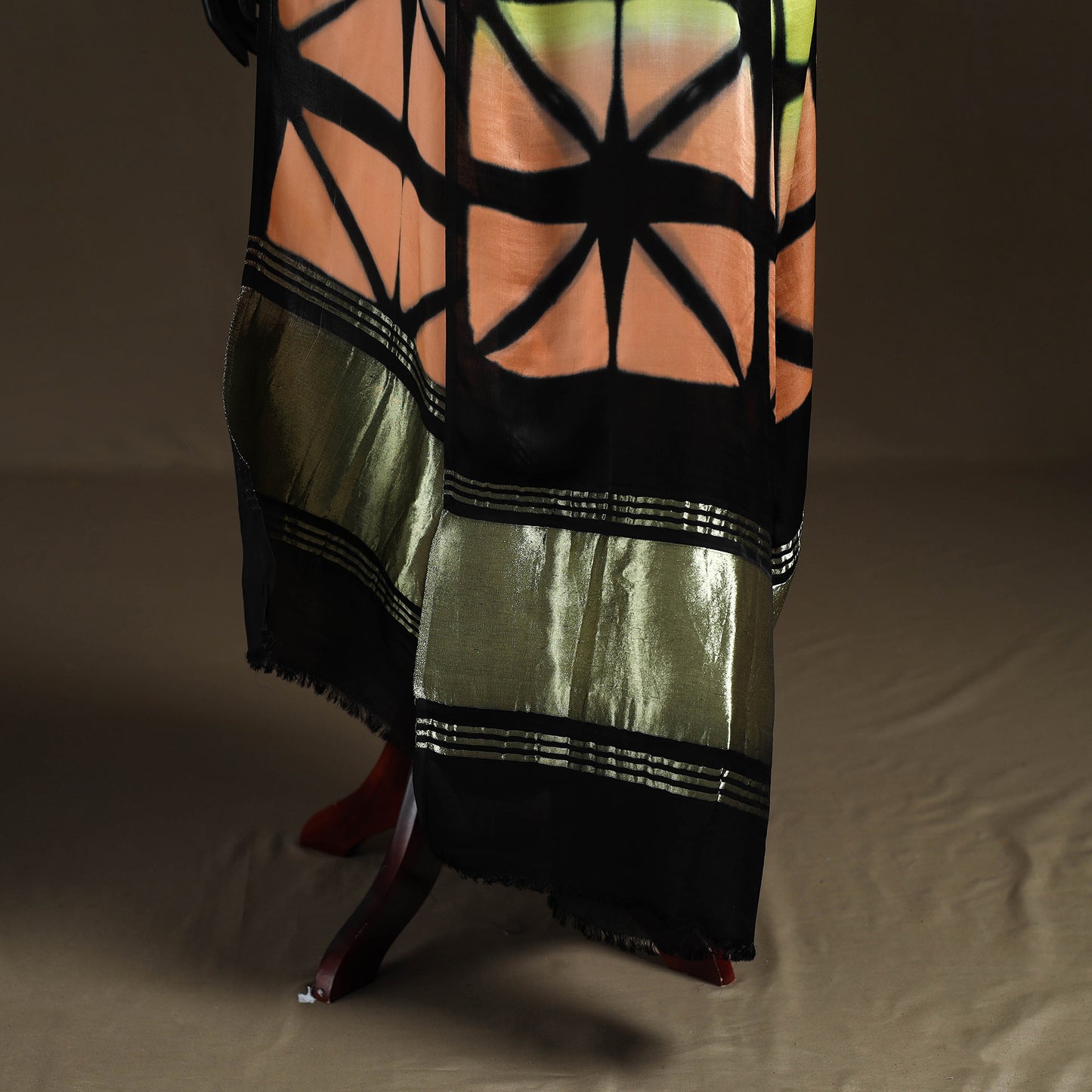 Multicolor - Shibori Clamp Dyed Modal Silk Dupatta with Zari Border 30