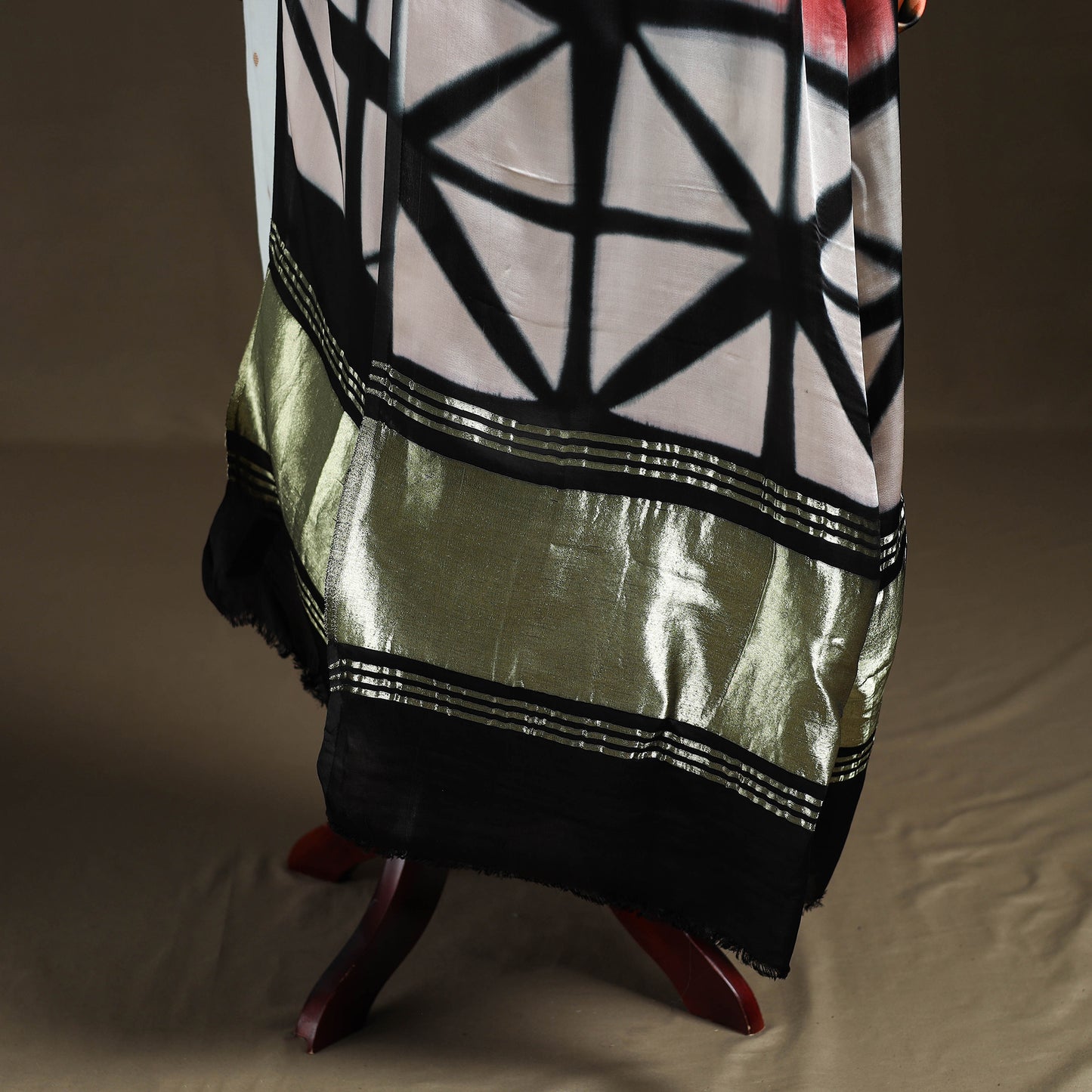 Multicolor - Shibori Clamp Dyed Modal Silk Dupatta with Zari Border 34