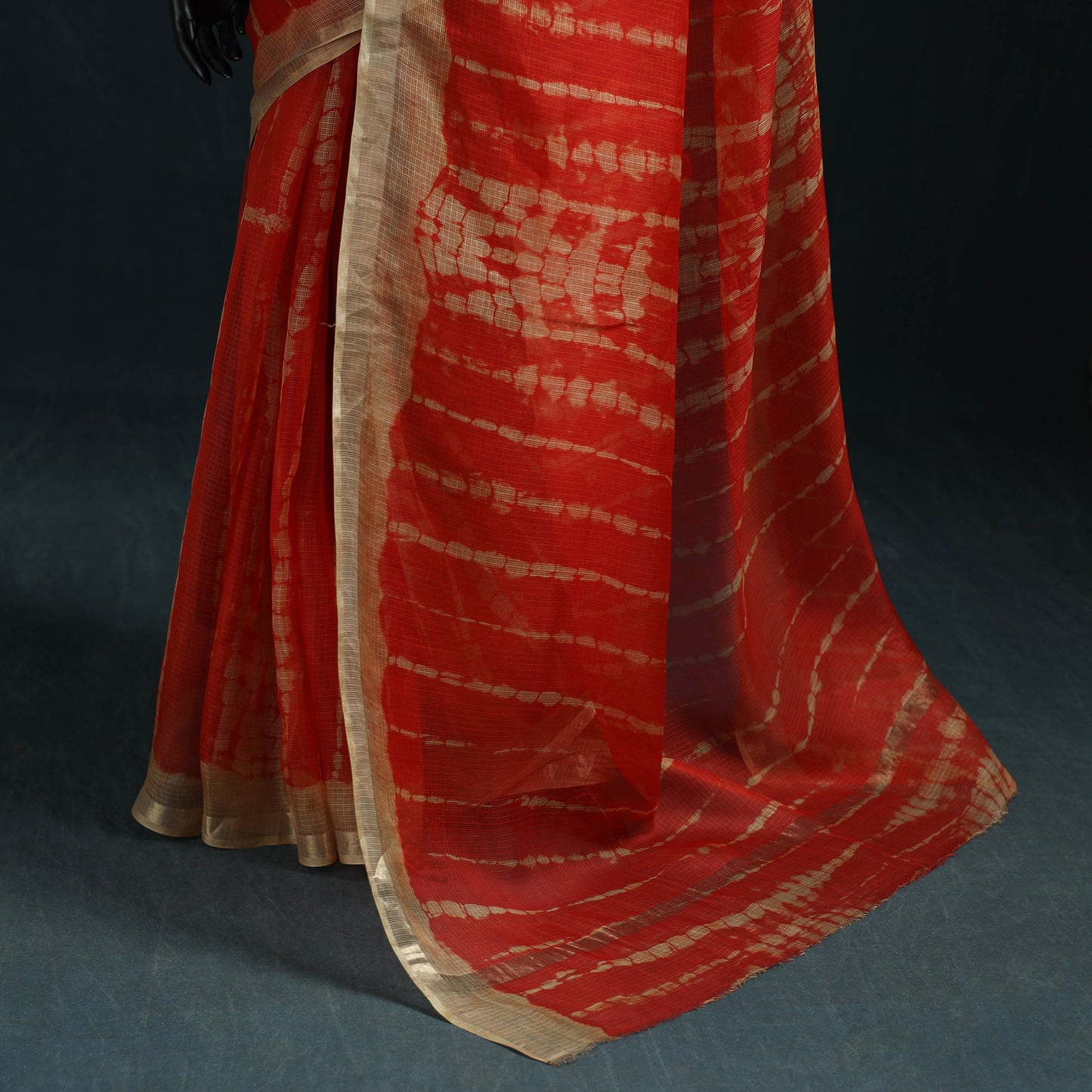 Shibori Tie-Dye Kota Doria Silk Saree 34