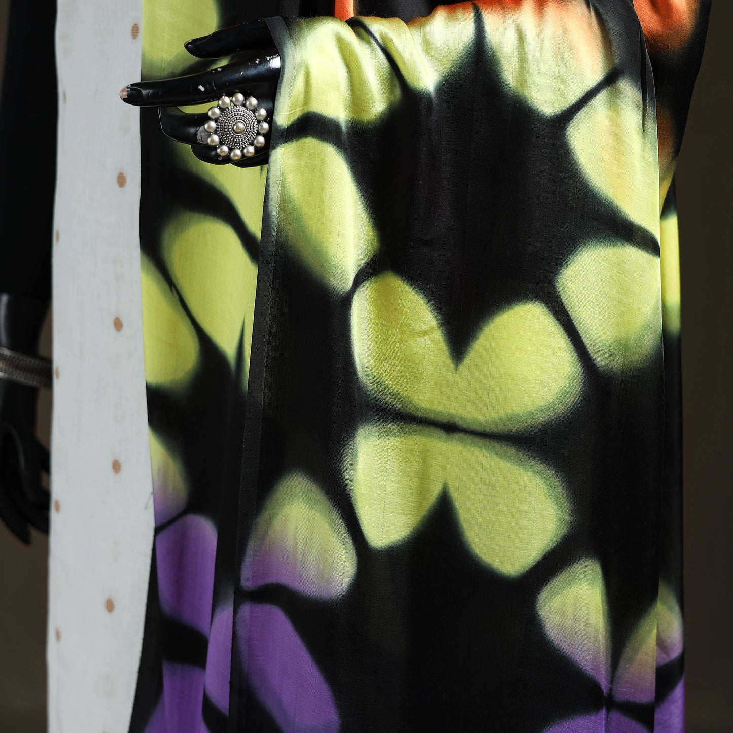 Multicolor - Shibori Clamp Dyed Modal Silk Dupatta with Zari Border 37