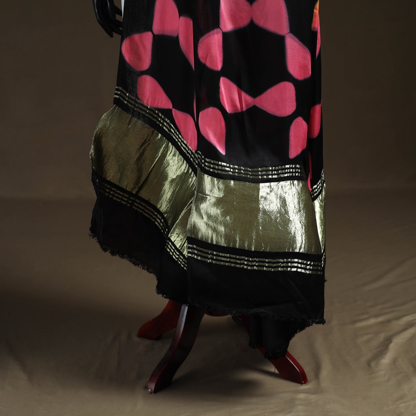 Multicolor - Shibori Clamp Dyed Modal Silk Dupatta with Zari Border 38