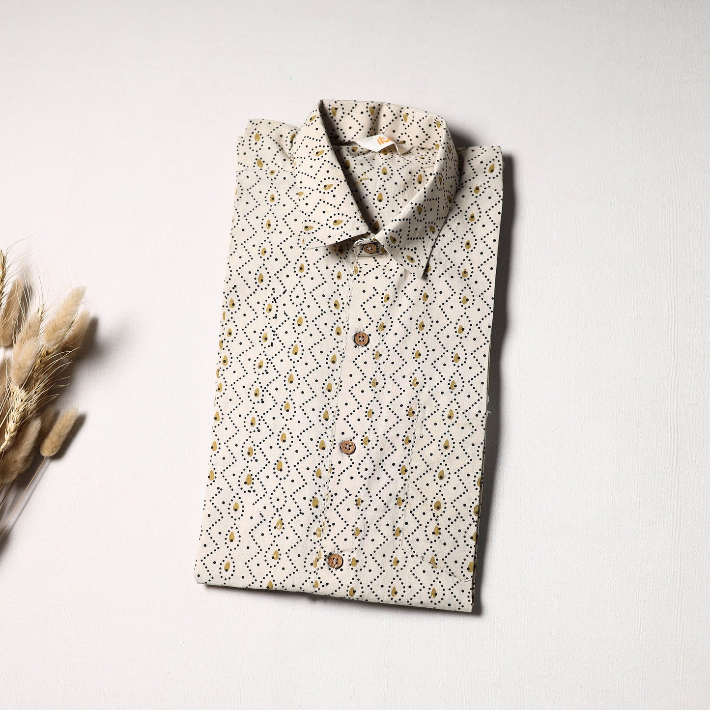 Natural Dyed Hand Block Print Cotton Men Half Sleeve Ajrakh Shirt 05