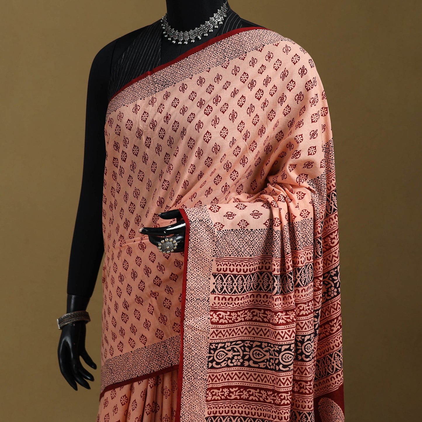 Bagh Hand Block Print Natural Dyed Cotton Saree 03