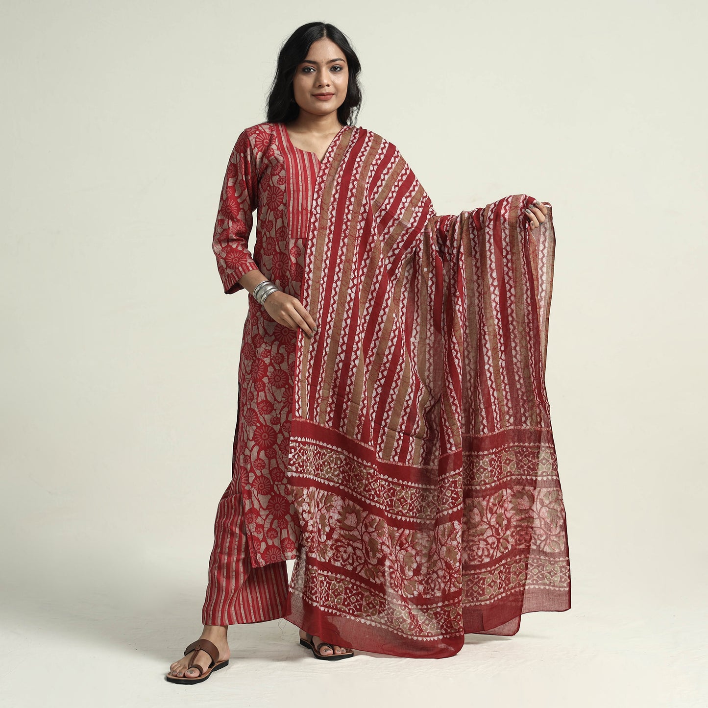 Batik Kurta with Palazzo & Dupatta Set