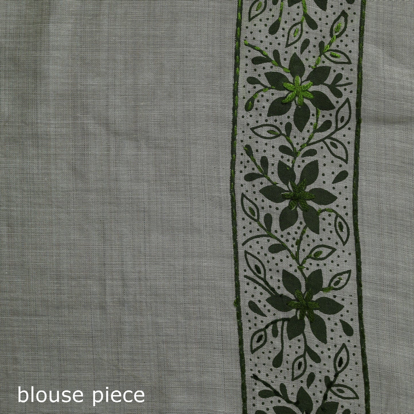 Green - Bengal Kantha Hand Embroidery Silk Cotton Chapa Work Saree 04