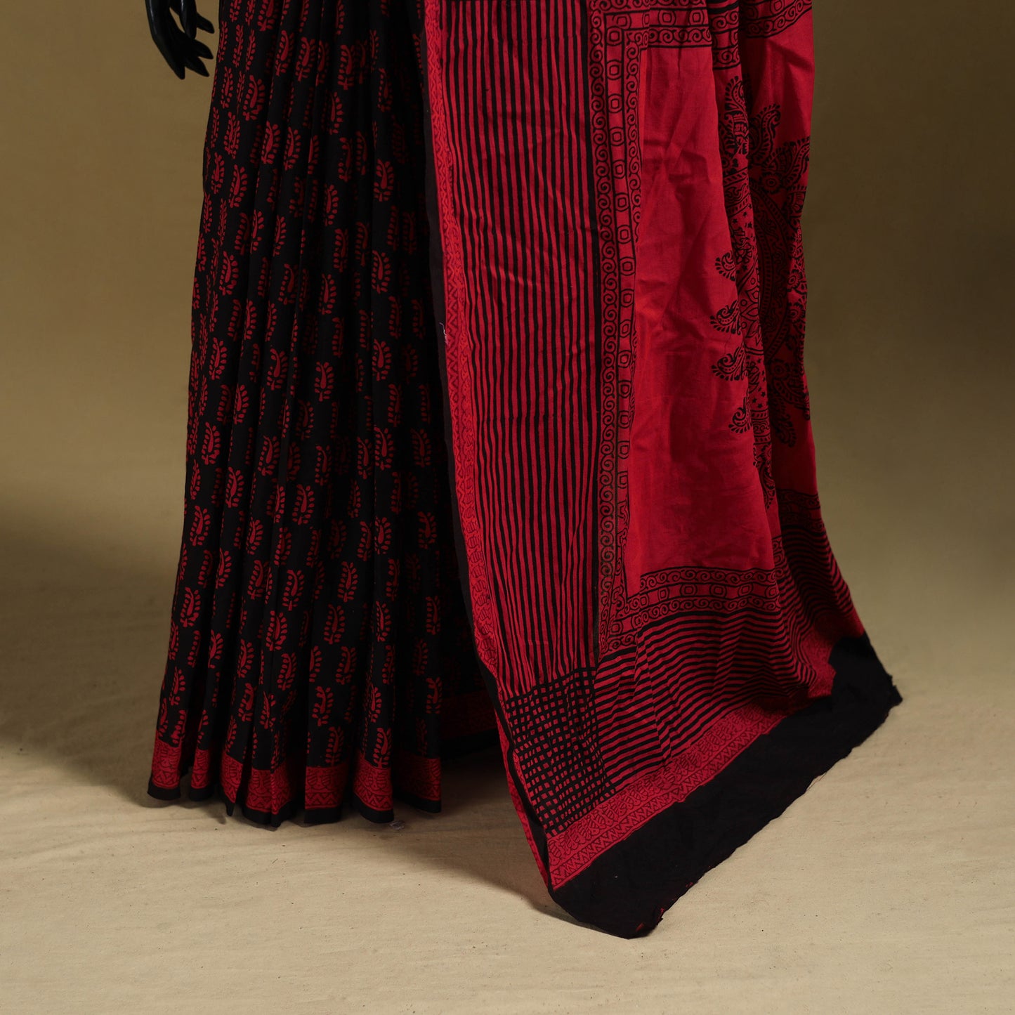 Bagh Hand Block Print Natural Dyed Cotton Saree 01