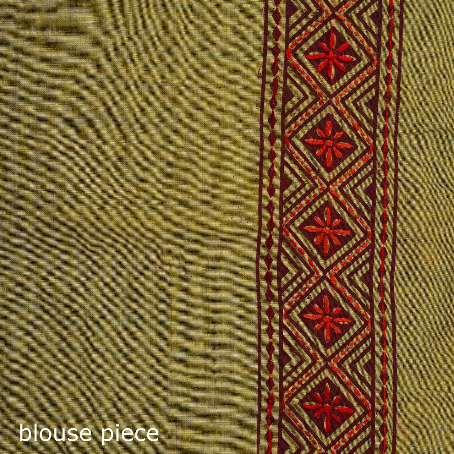 Yellow - Bengal Kantha Hand Embroidery Silk Cotton Chapa Work Saree 05