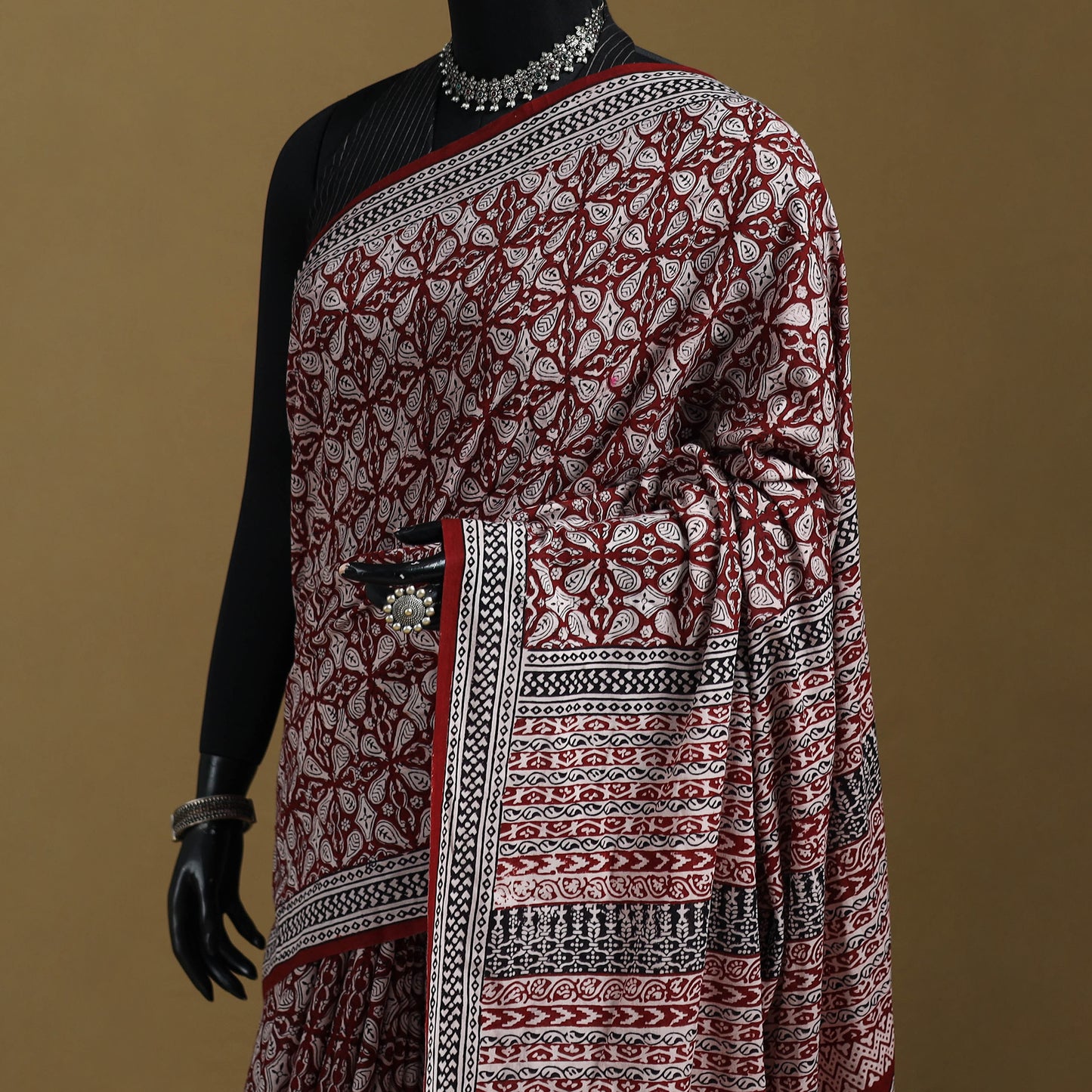 Bagh Hand Block Print Natural Dyed Cotton Saree 02