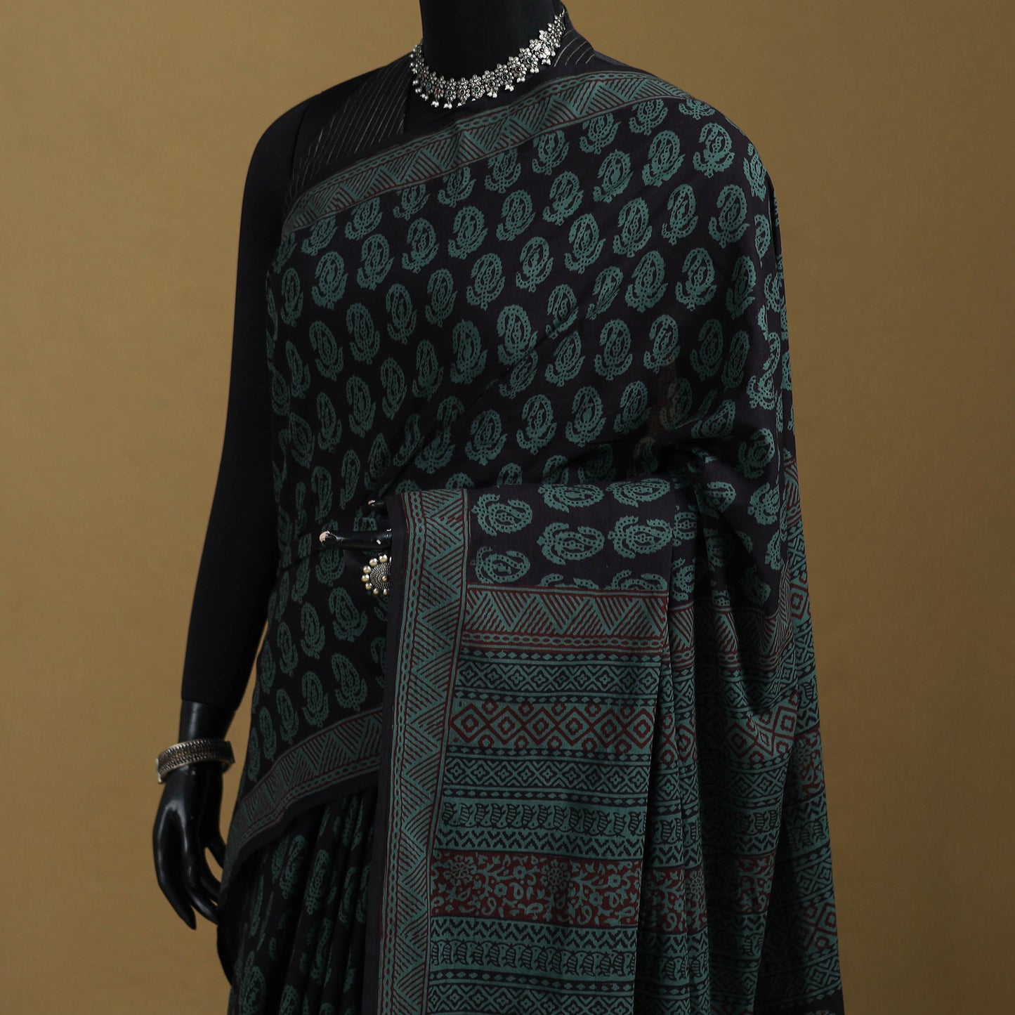 Bagh Hand Block Print Natural Dyed Cotton Saree 04