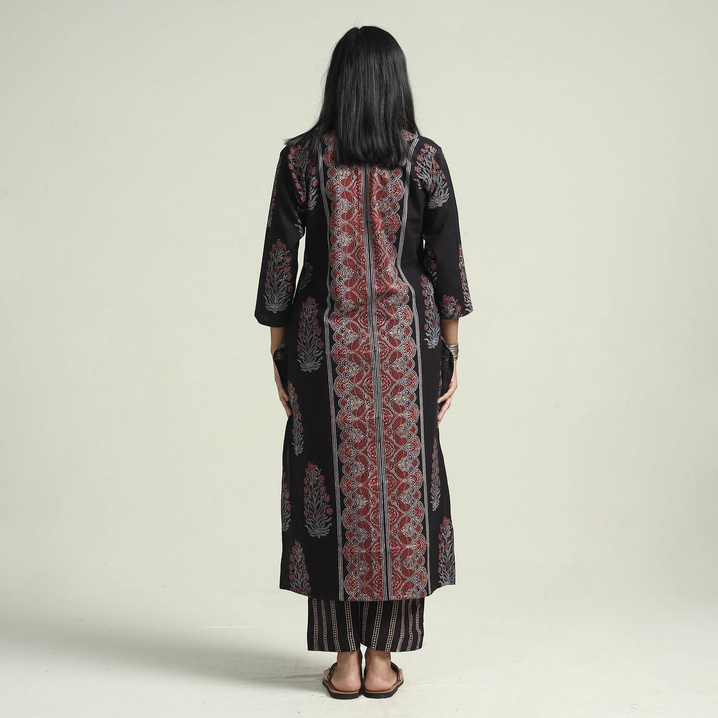Ajrakh Kurta With Palazzo & Dupatta Set