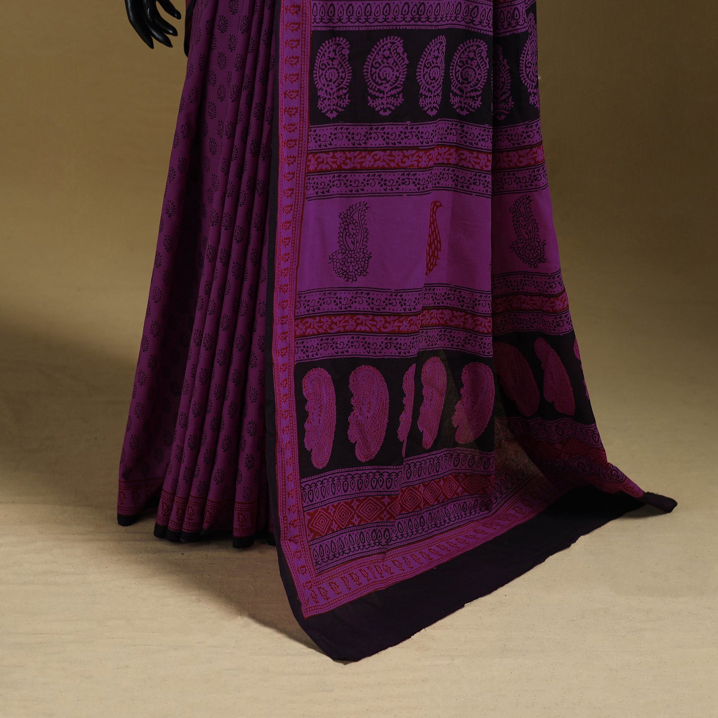 Bagh Hand Block Print Natural Dyed Cotton Saree 05
