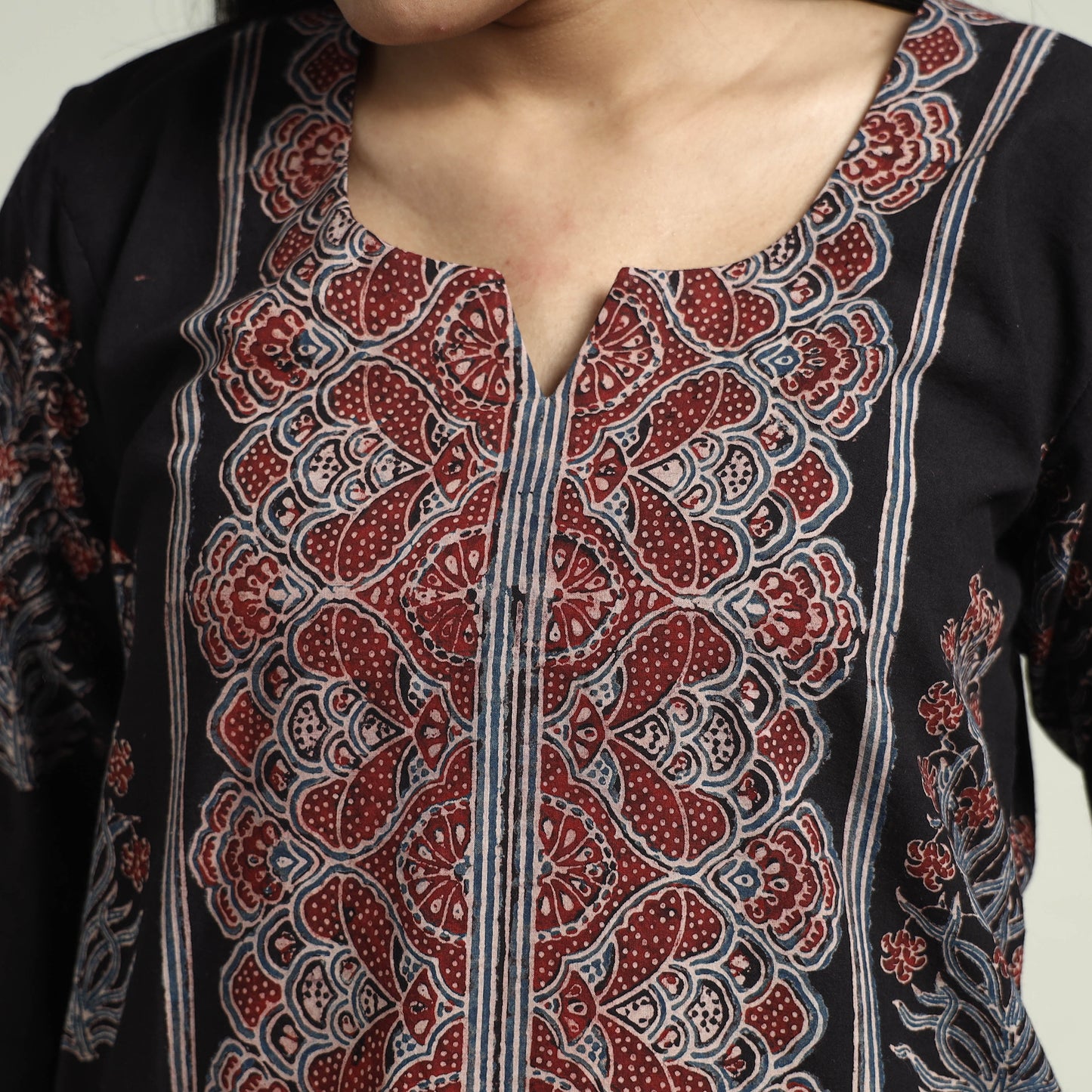 Ajrakh Kurta With Palazzo & Dupatta Set