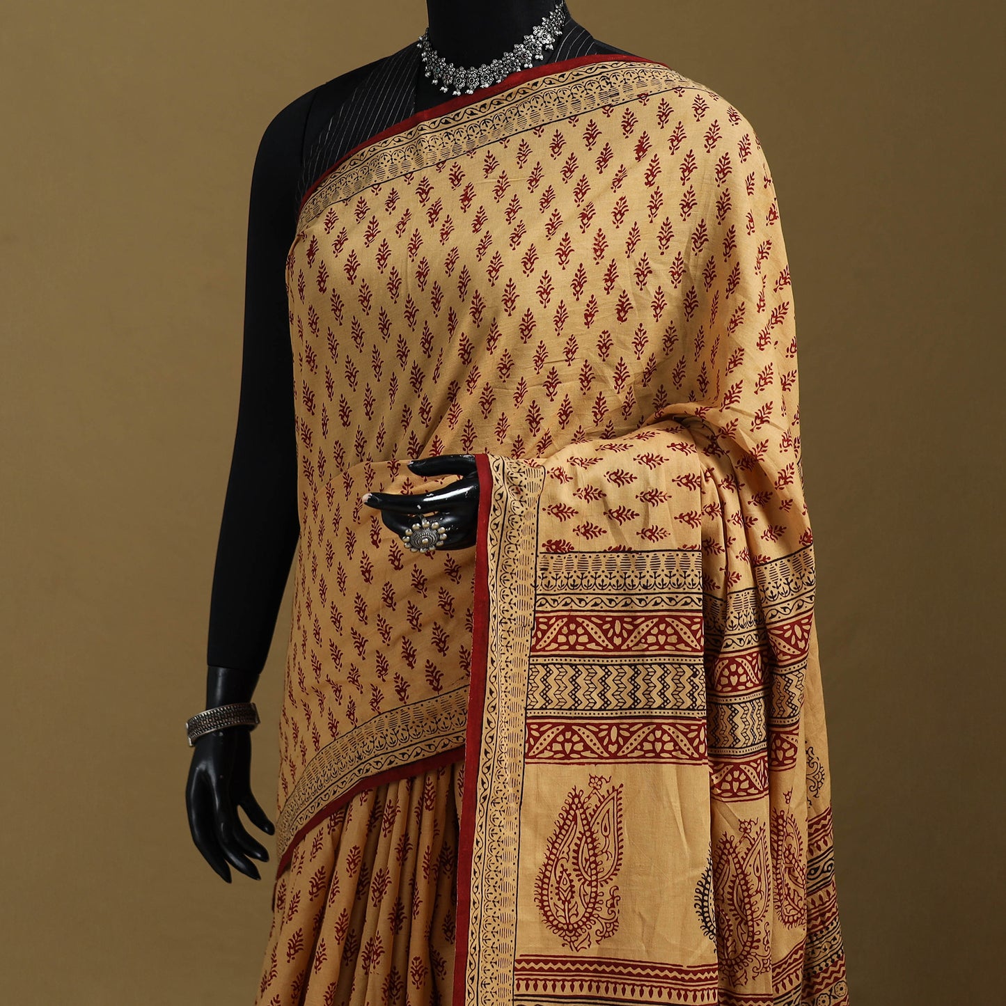 Bagh Hand Block Print Natural Dyed Cotton Saree 06