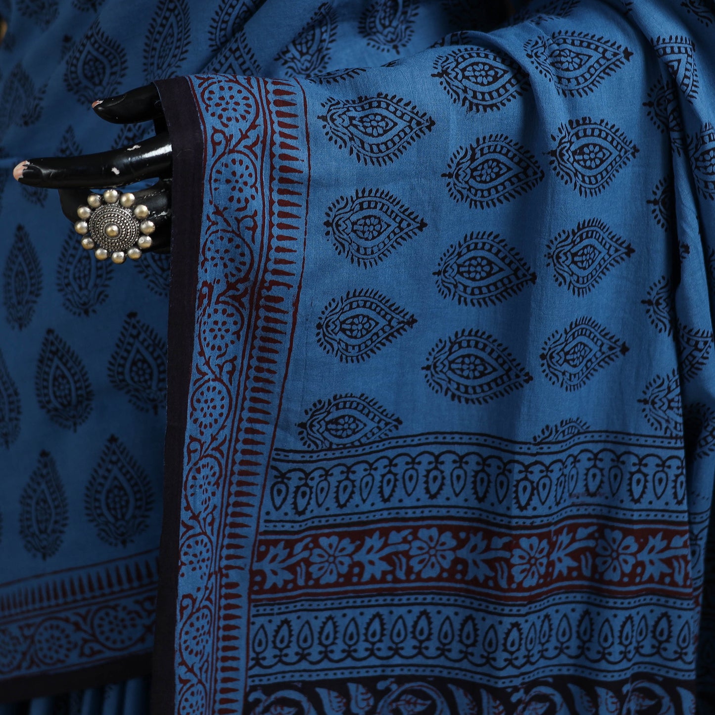 Bagh Hand Block Print Natural Dyed Cotton Saree 11