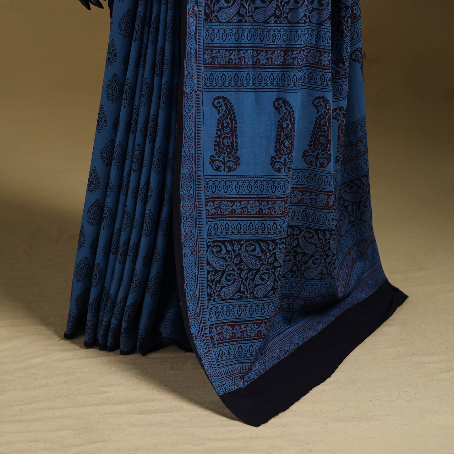 Bagh Hand Block Print Natural Dyed Cotton Saree 11