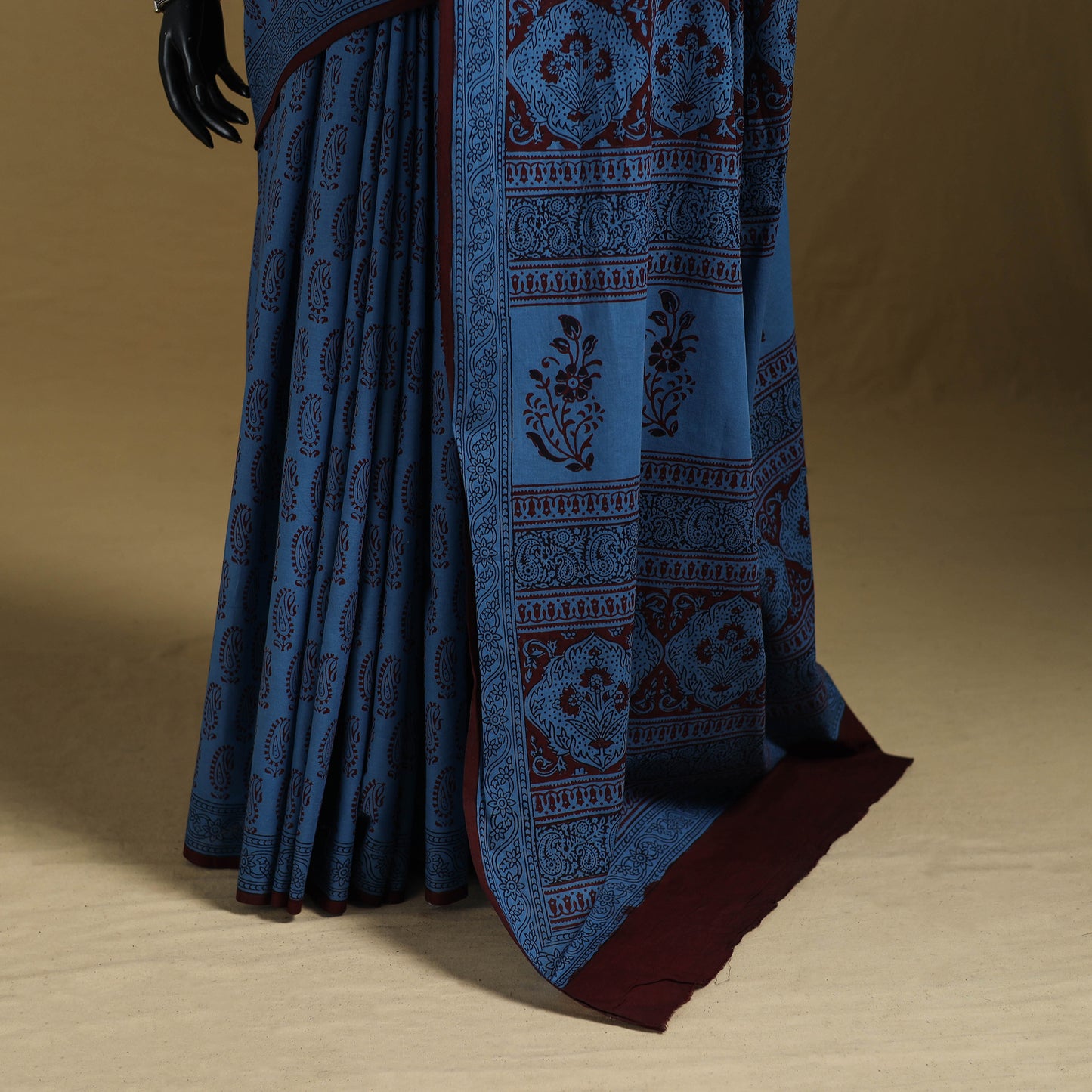Bagh Hand Block Print Natural Dyed Cotton Saree 12