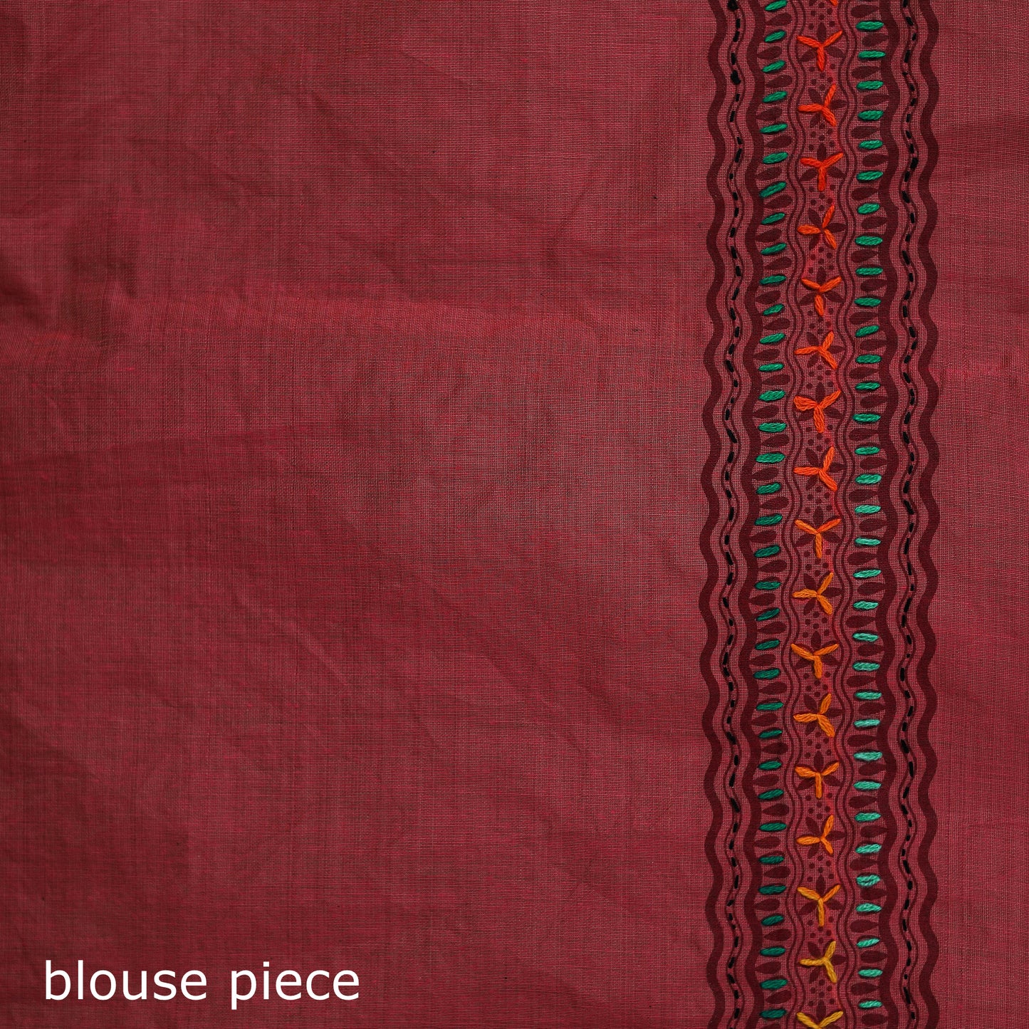Pink - Bengal Kantha Hand Embroidery Silk Cotton Chapa Work Saree 11
