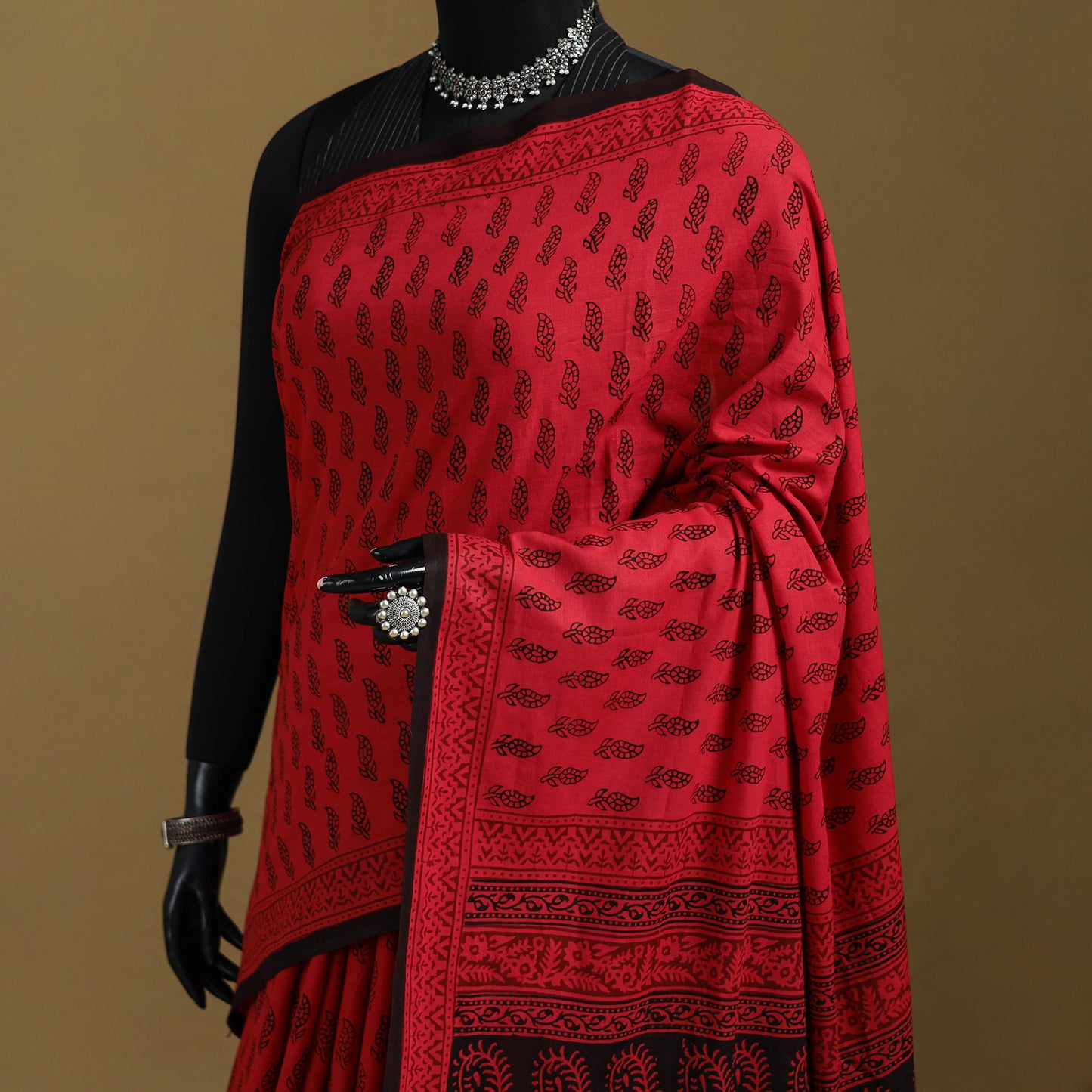 Bagh Hand Block Print Natural Dyed Cotton Saree 13