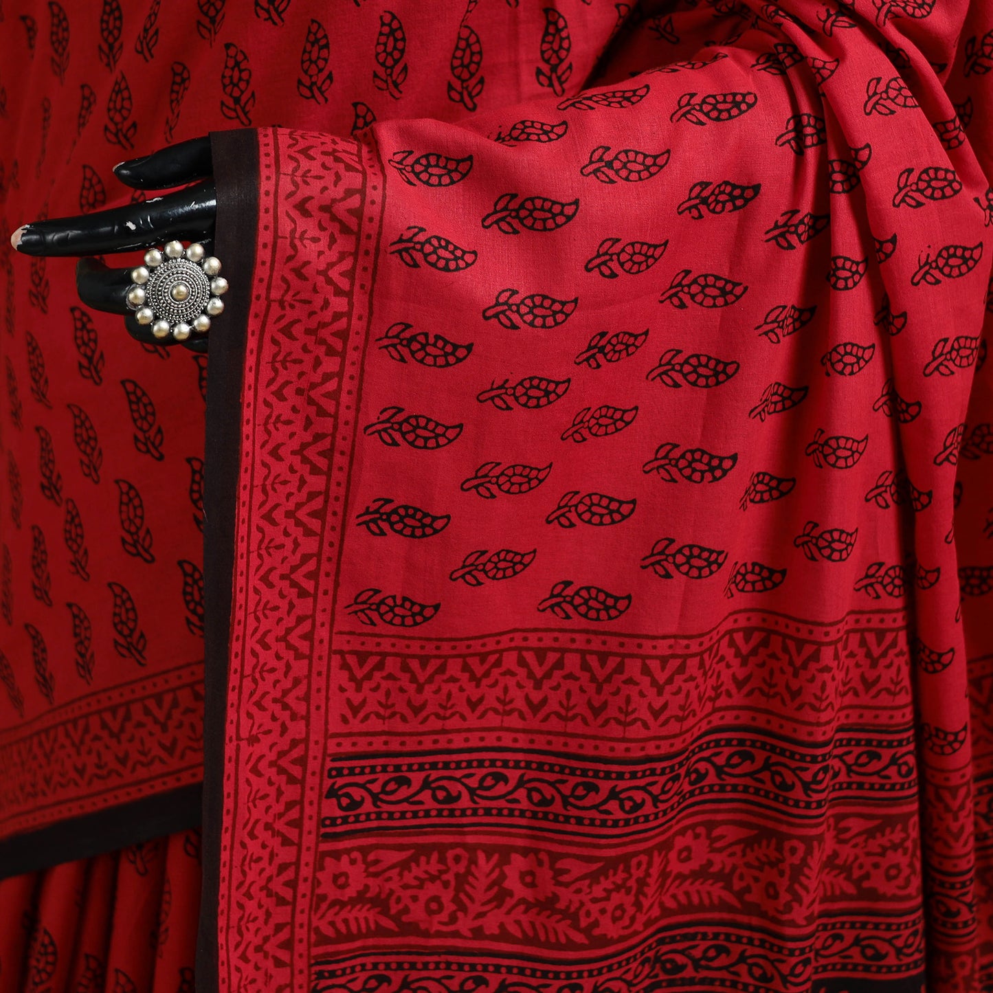 Bagh Hand Block Print Natural Dyed Cotton Saree 13