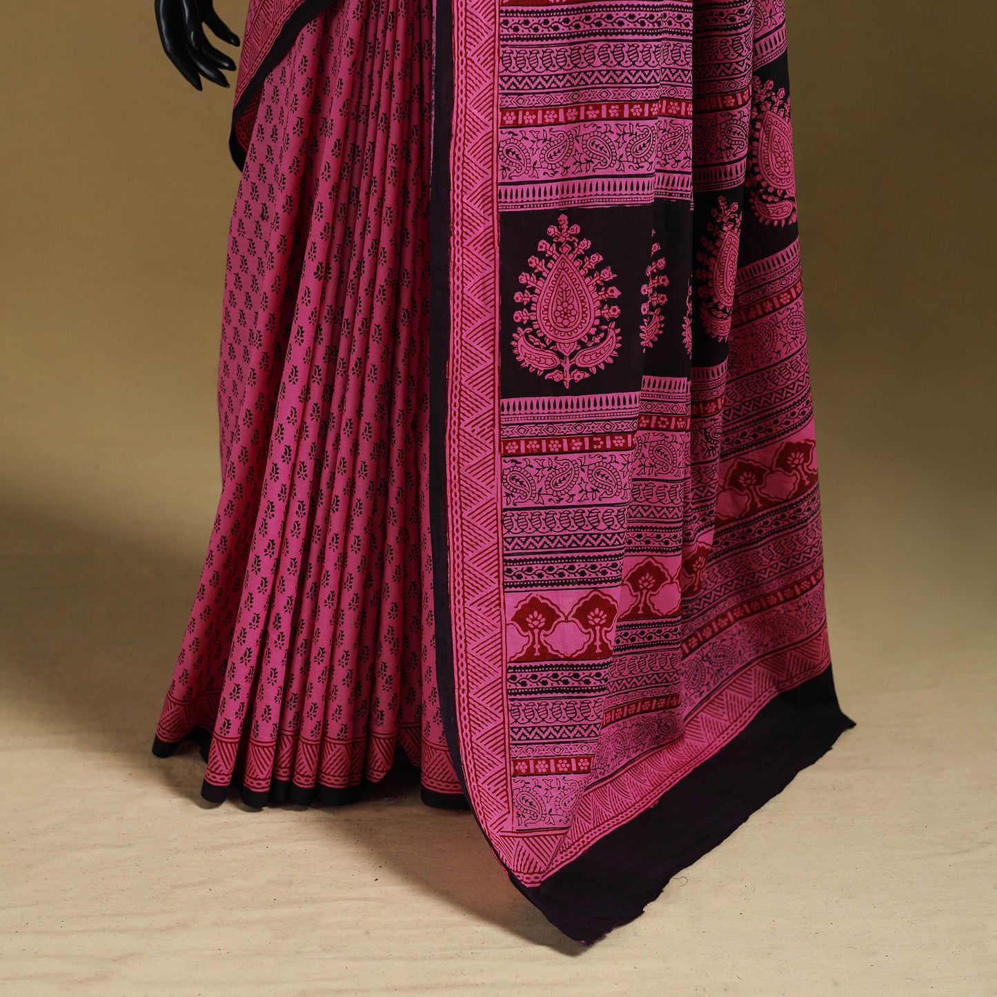 Bagh Hand Block Print Natural Dyed Cotton Saree 14