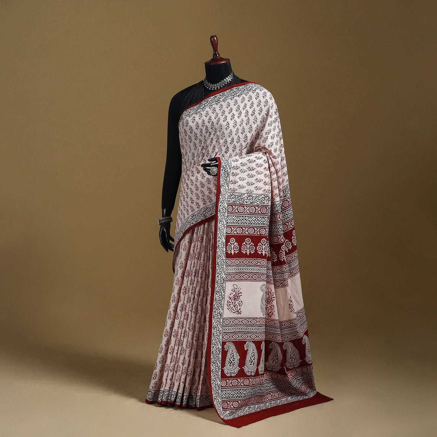 Bagh Hand Block Print Natural Dyed Cotton Saree 16