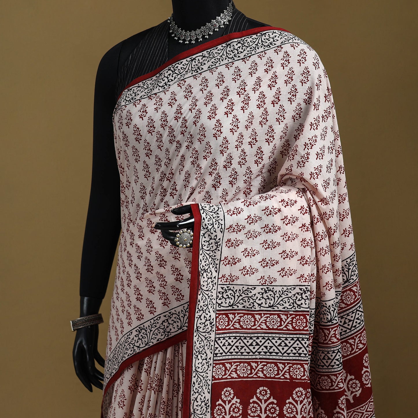 Bagh Hand Block Print Natural Dyed Cotton Saree 16