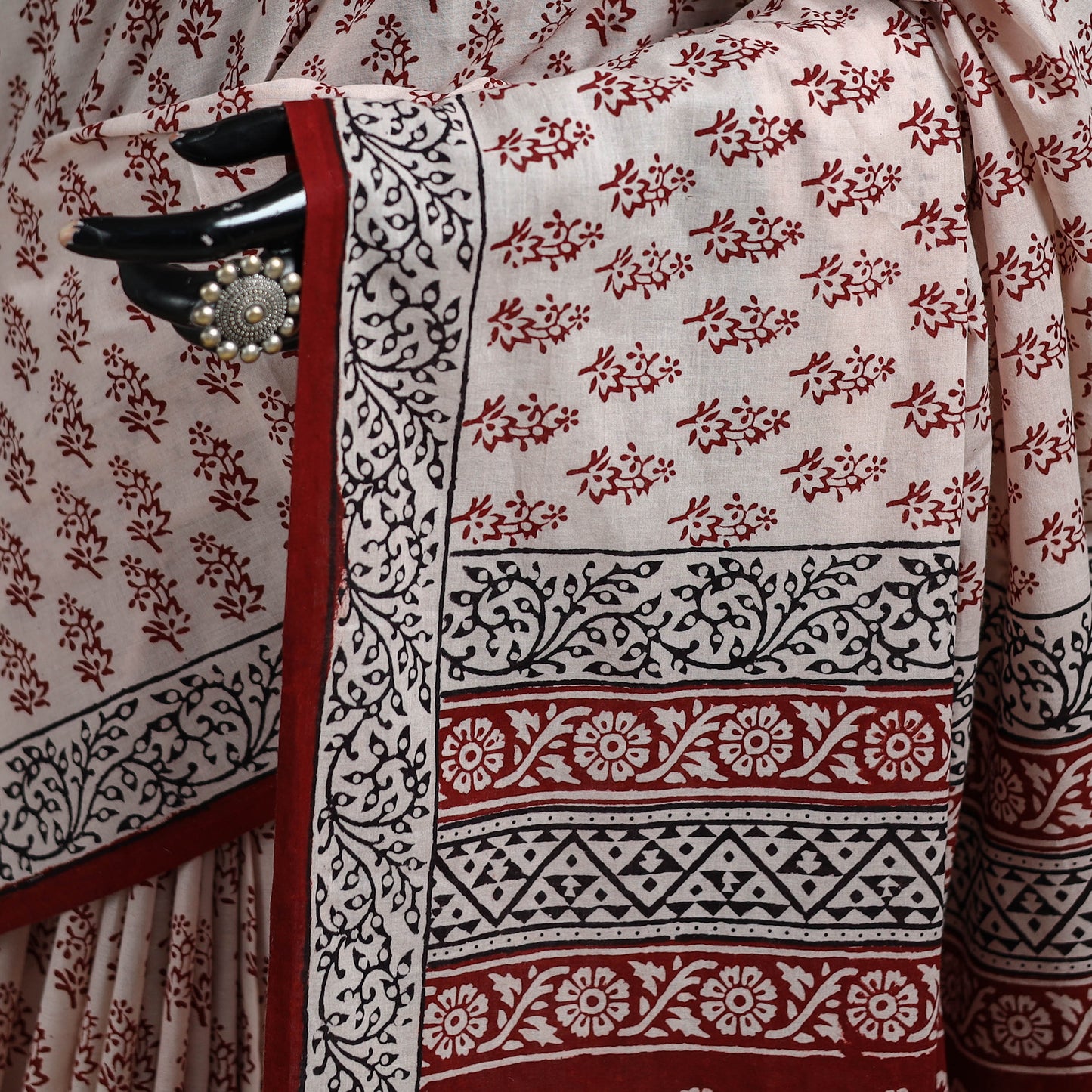 Bagh Hand Block Print Natural Dyed Cotton Saree 16