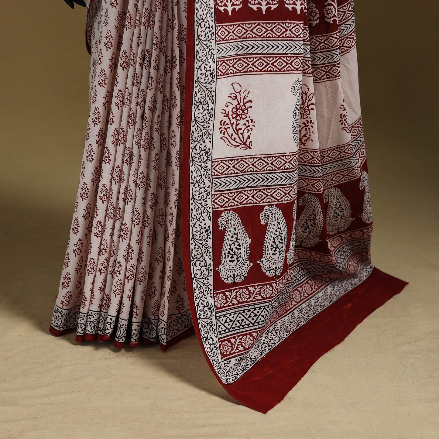 Bagh Hand Block Print Natural Dyed Cotton Saree 16