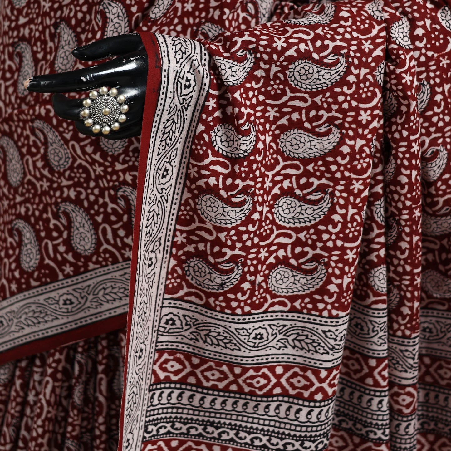 Bagh Hand Block Print Natural Dyed Cotton Saree 17
