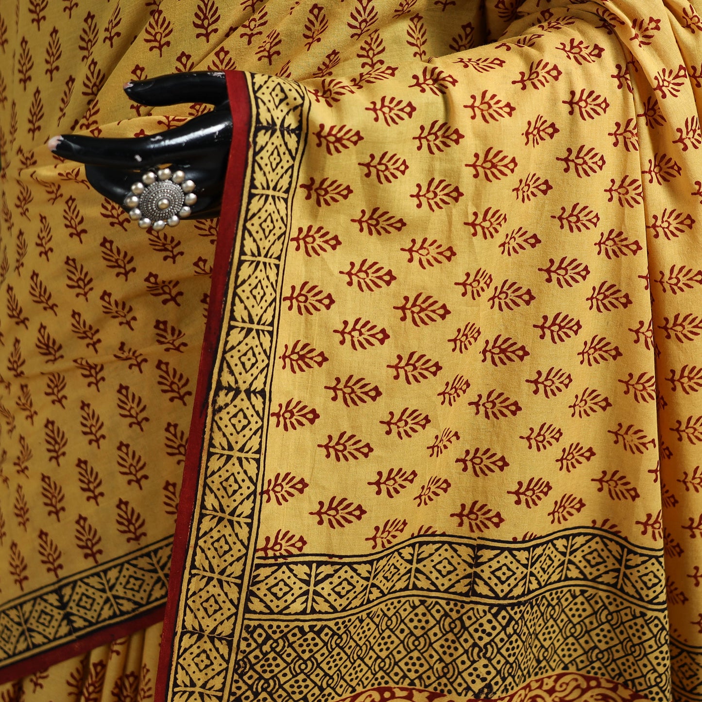 Bagh Hand Block Print Natural Dyed Cotton Saree 18