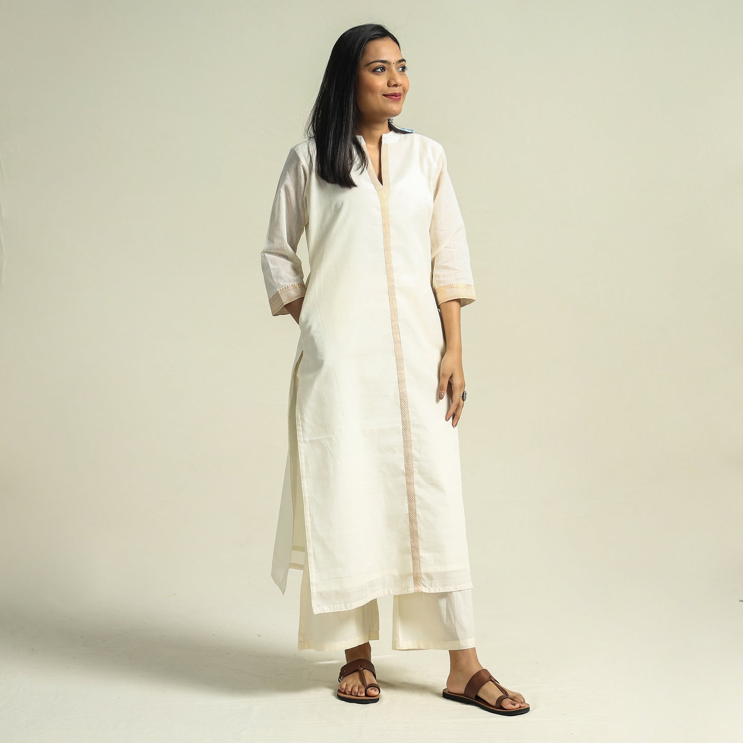 White - Mangalagiri Handloom Cotton Straight Kurta