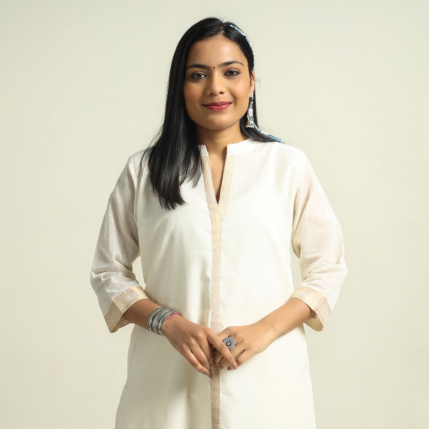 White - Mangalagiri Handloom Cotton Straight Kurta