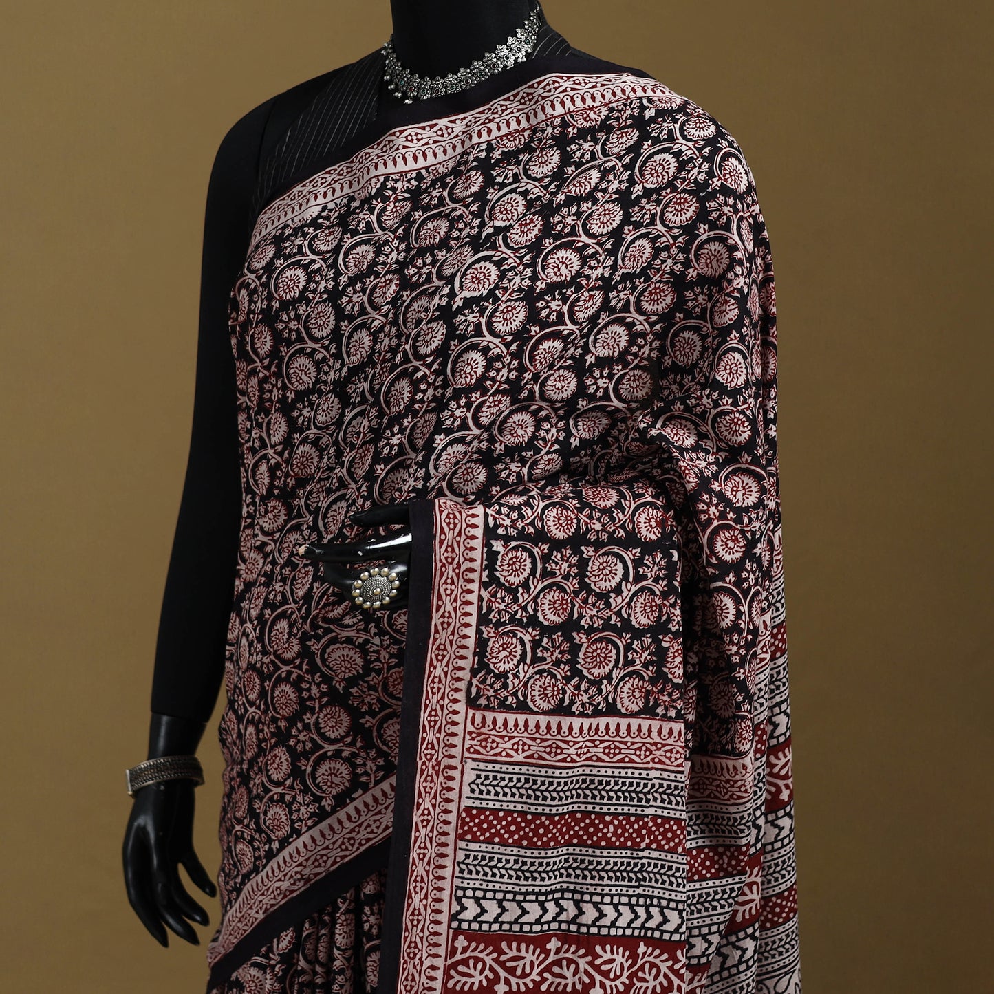 Bagh Hand Block Print Natural Dyed Cotton Saree 19