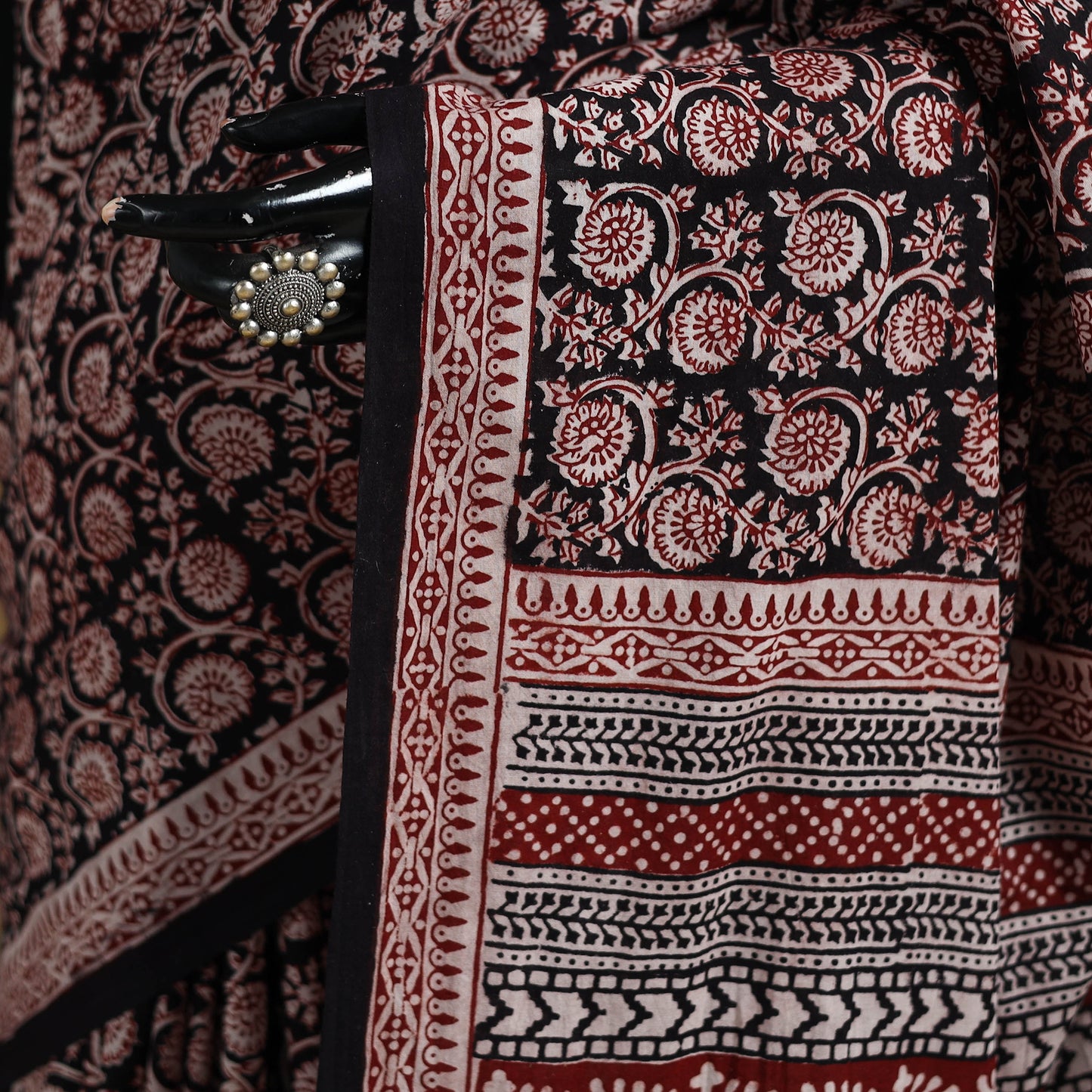Bagh Hand Block Print Natural Dyed Cotton Saree 19