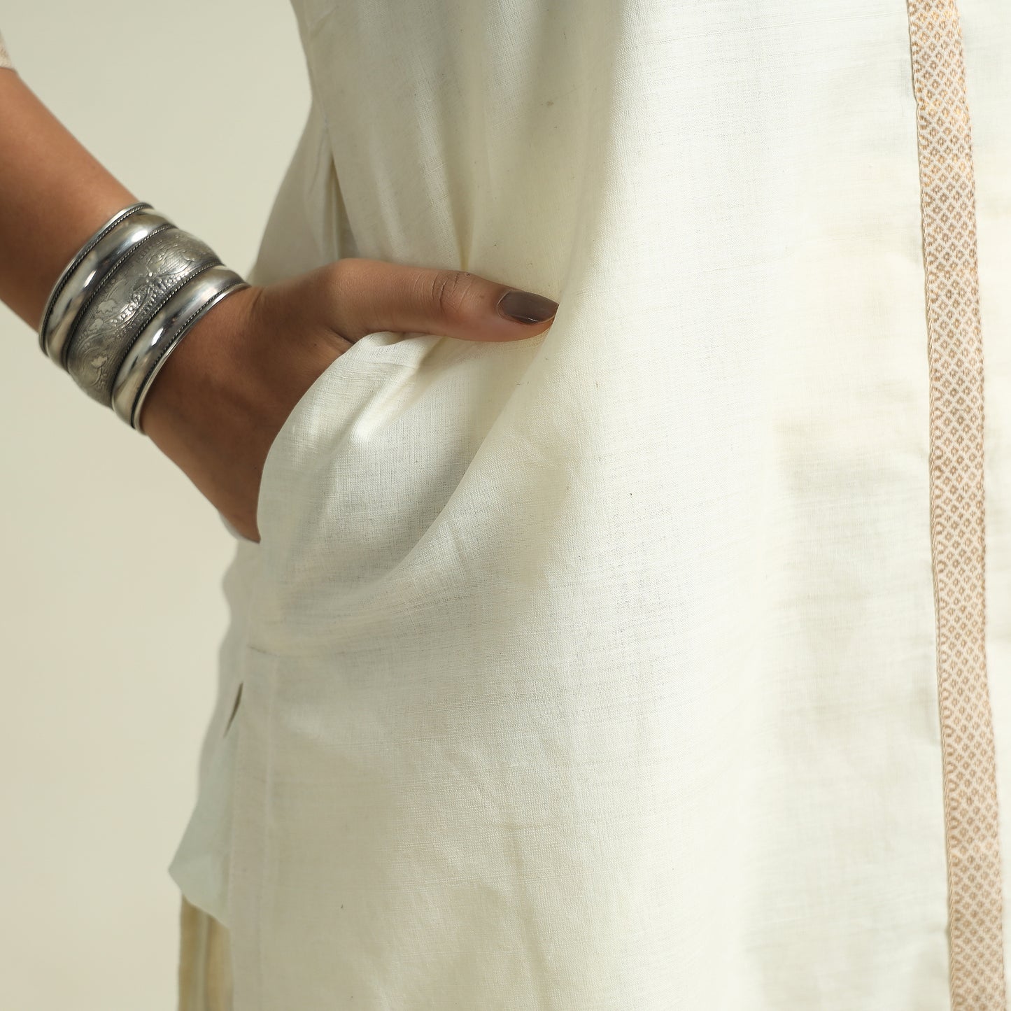 White - Mangalagiri Handloom Cotton Straight Kurta
