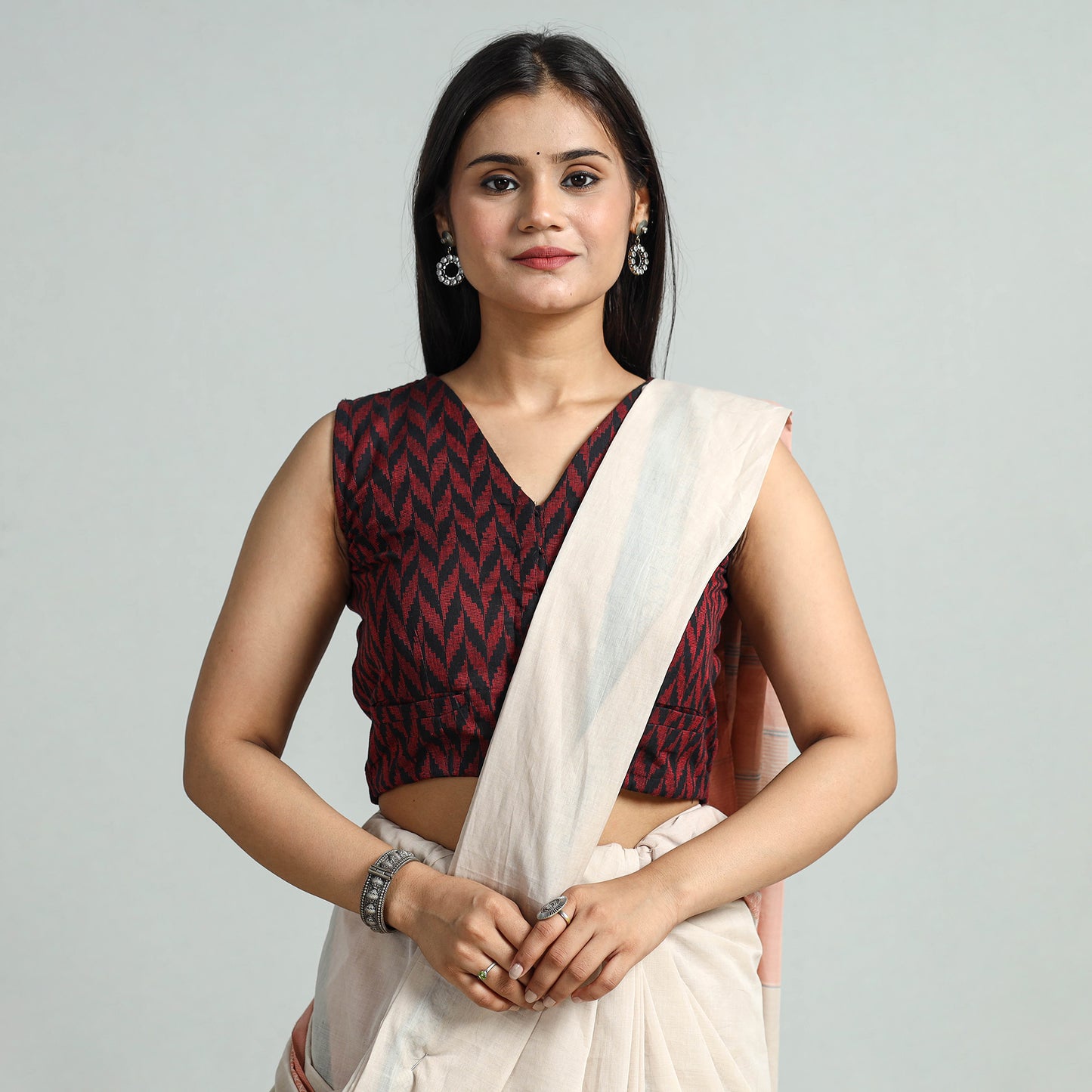 Buy Jacquard Weave Cotton Stitched Blouse