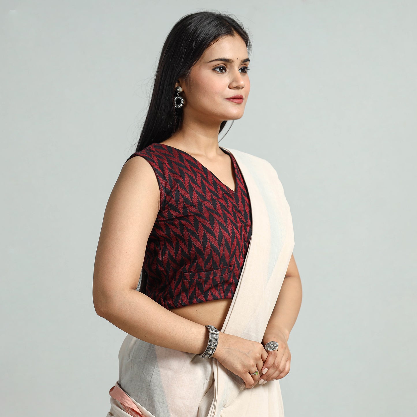 Buy Jacquard Weave Cotton Stitched Blouse