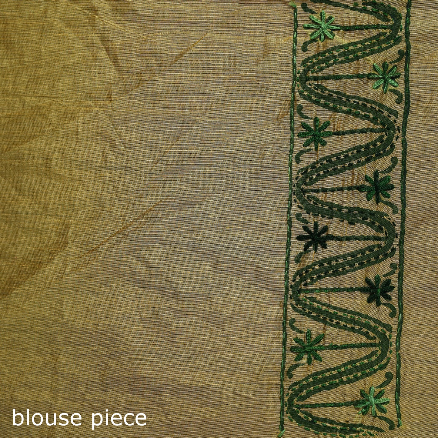 Yellow - Bengal Kantha Hand Embroidery Silk Cotton Chapa Work Saree 27