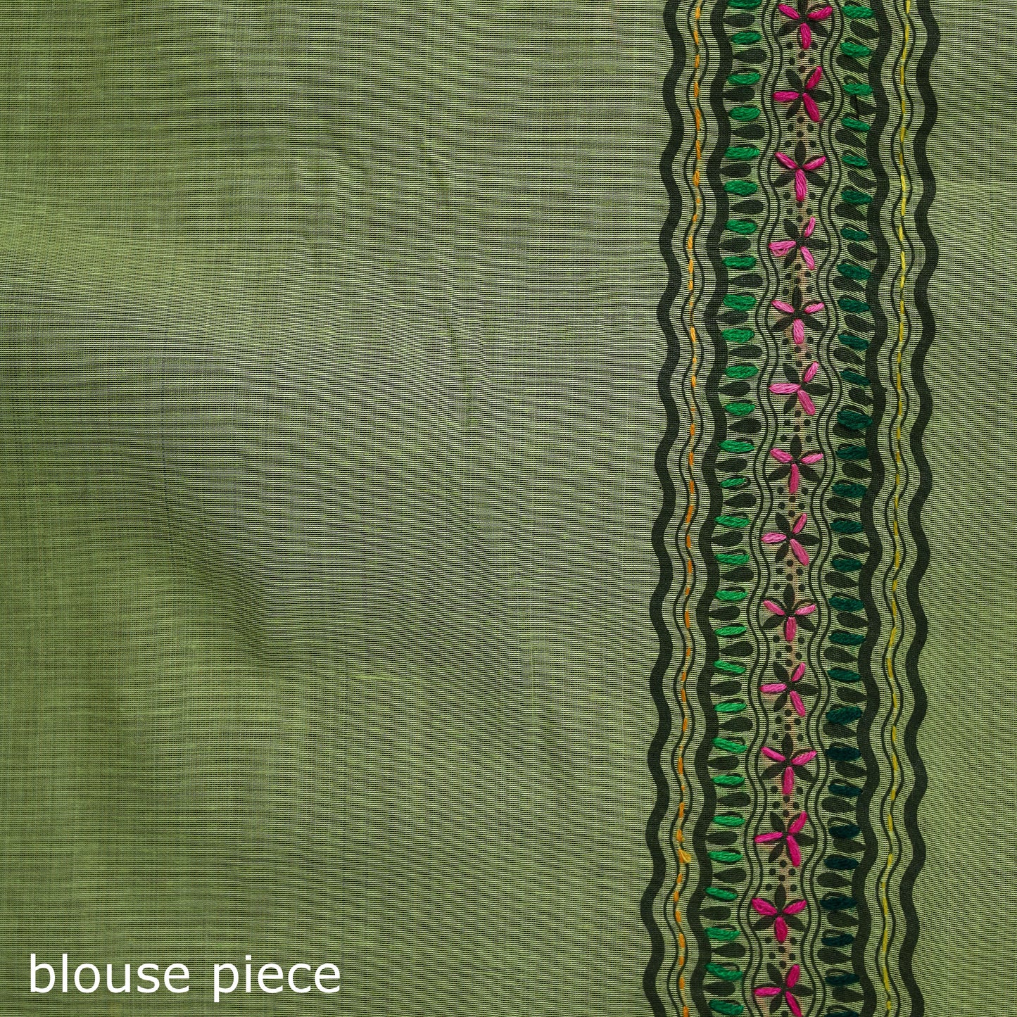 Green - Bengal Kantha Hand Embroidery Silk Cotton Chapa Work Saree 31