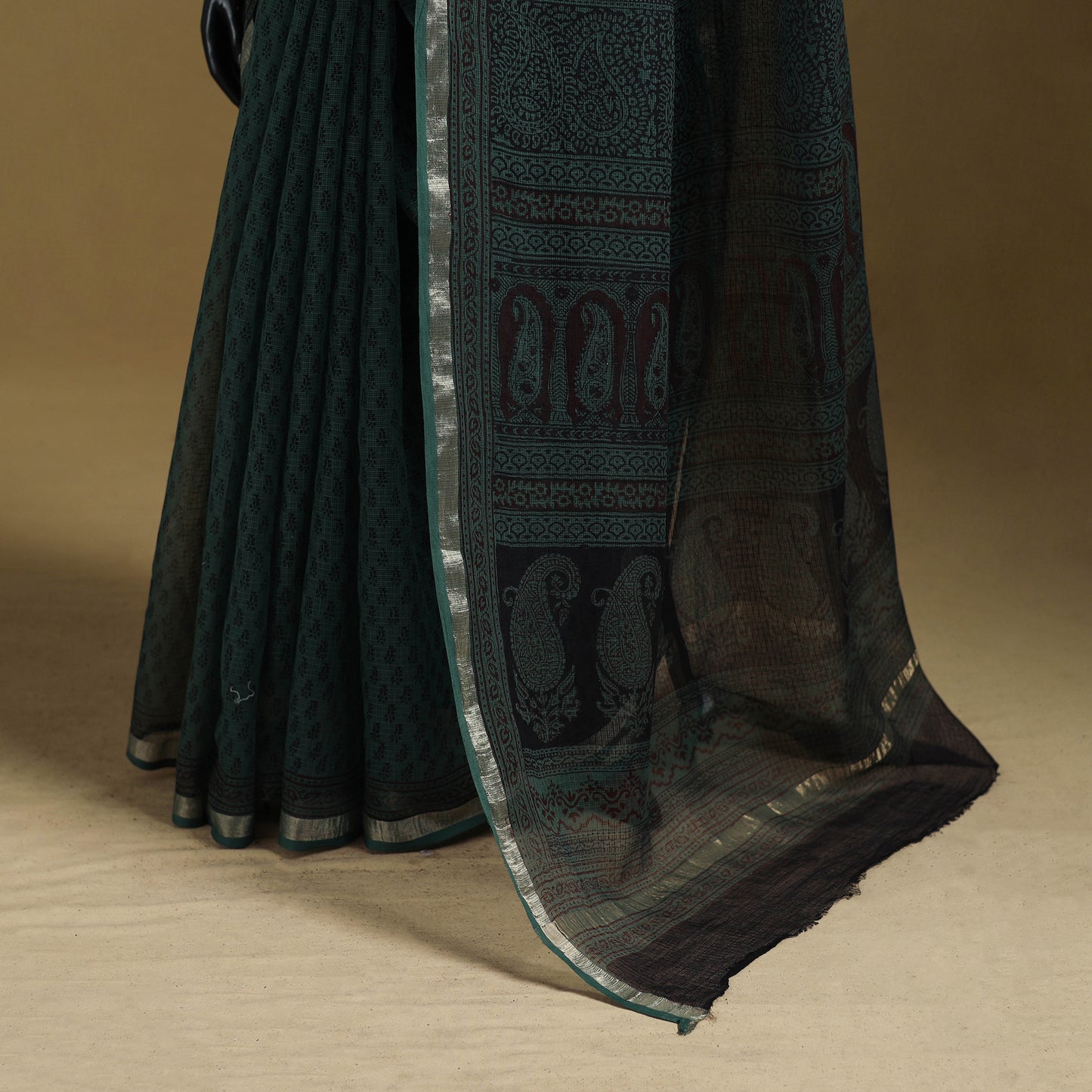 Bagh Hand Block Print Natural Dyed Kota Doria Cotton Saree 29