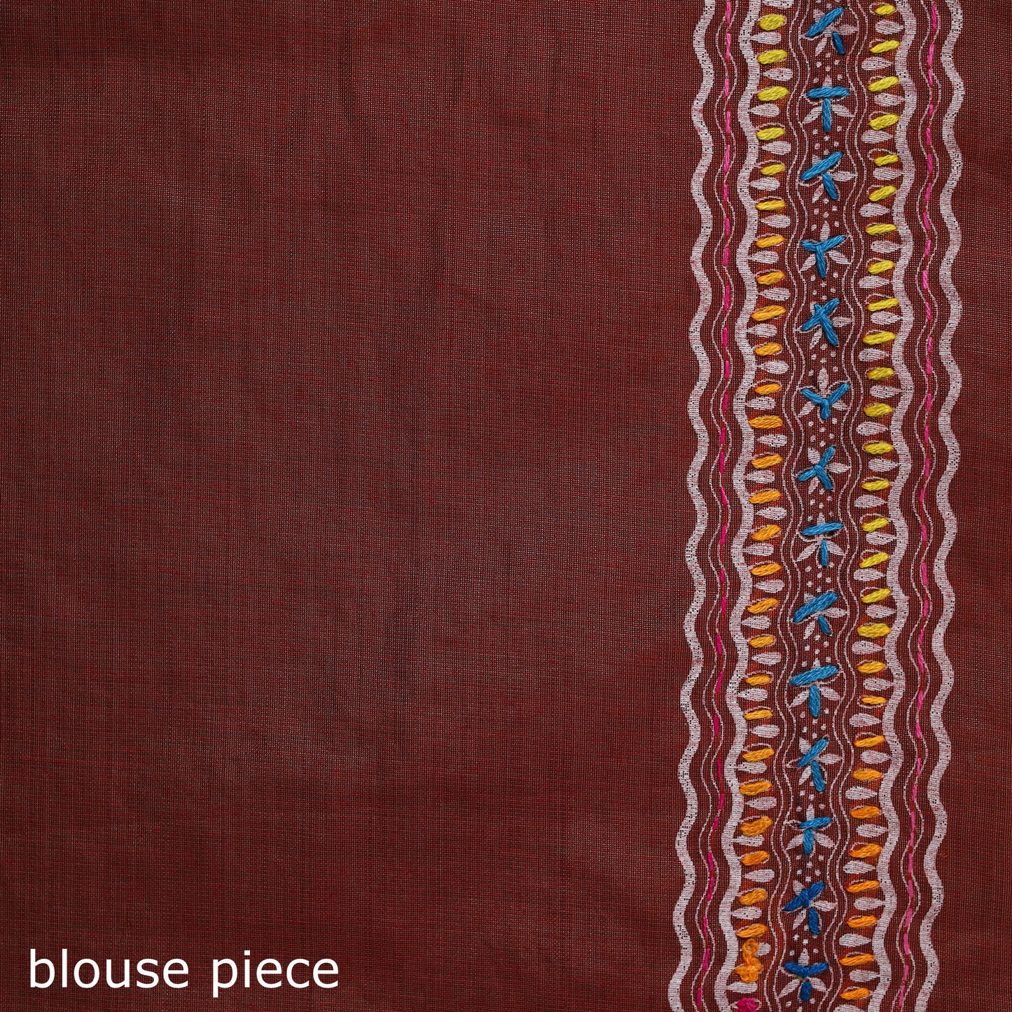 Red - Bengal Kantha Hand Embroidery Silk Cotton Chapa Work Saree 34