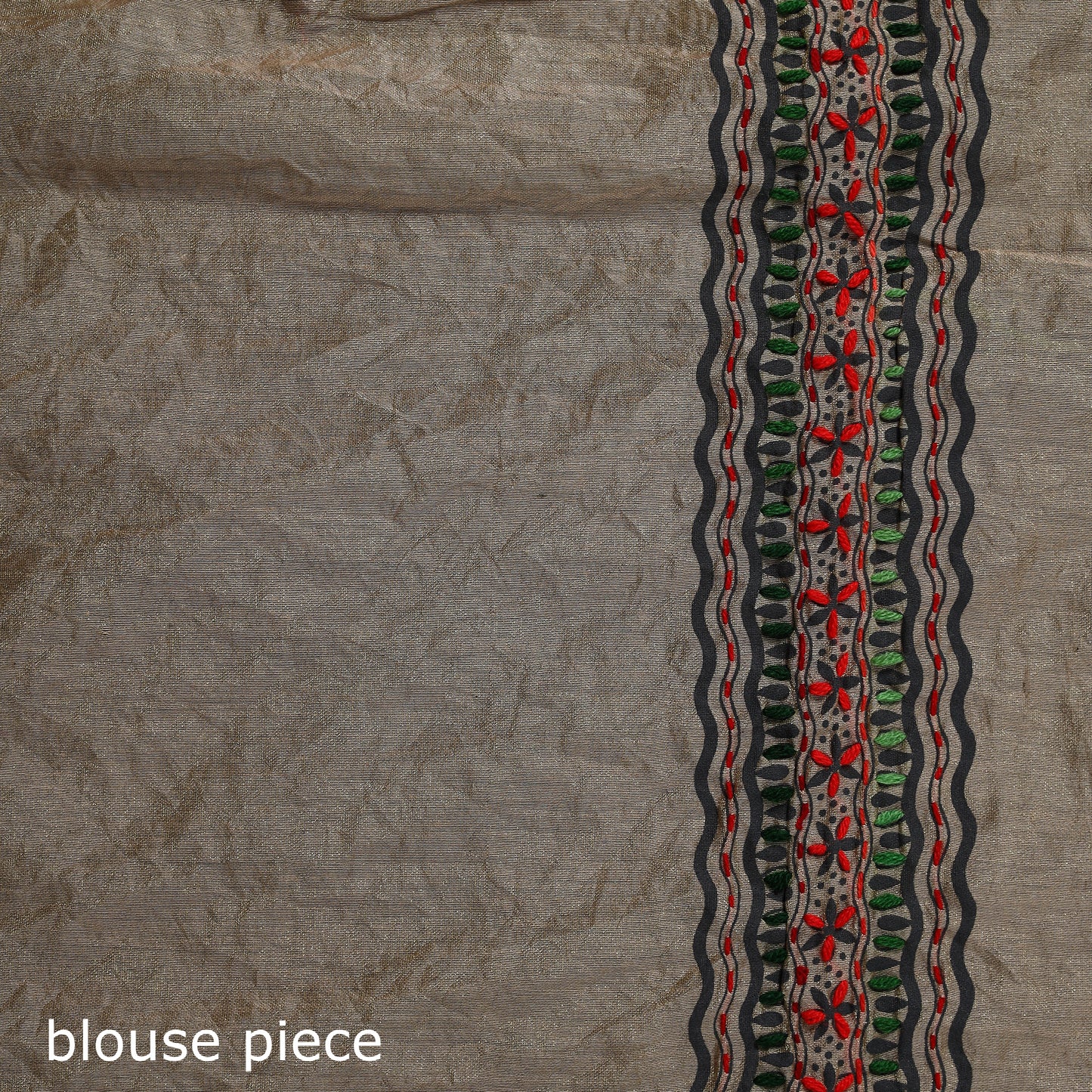 Beige - Bengal Kantha Hand Embroidery Silk Cotton Chapa Work Saree 39