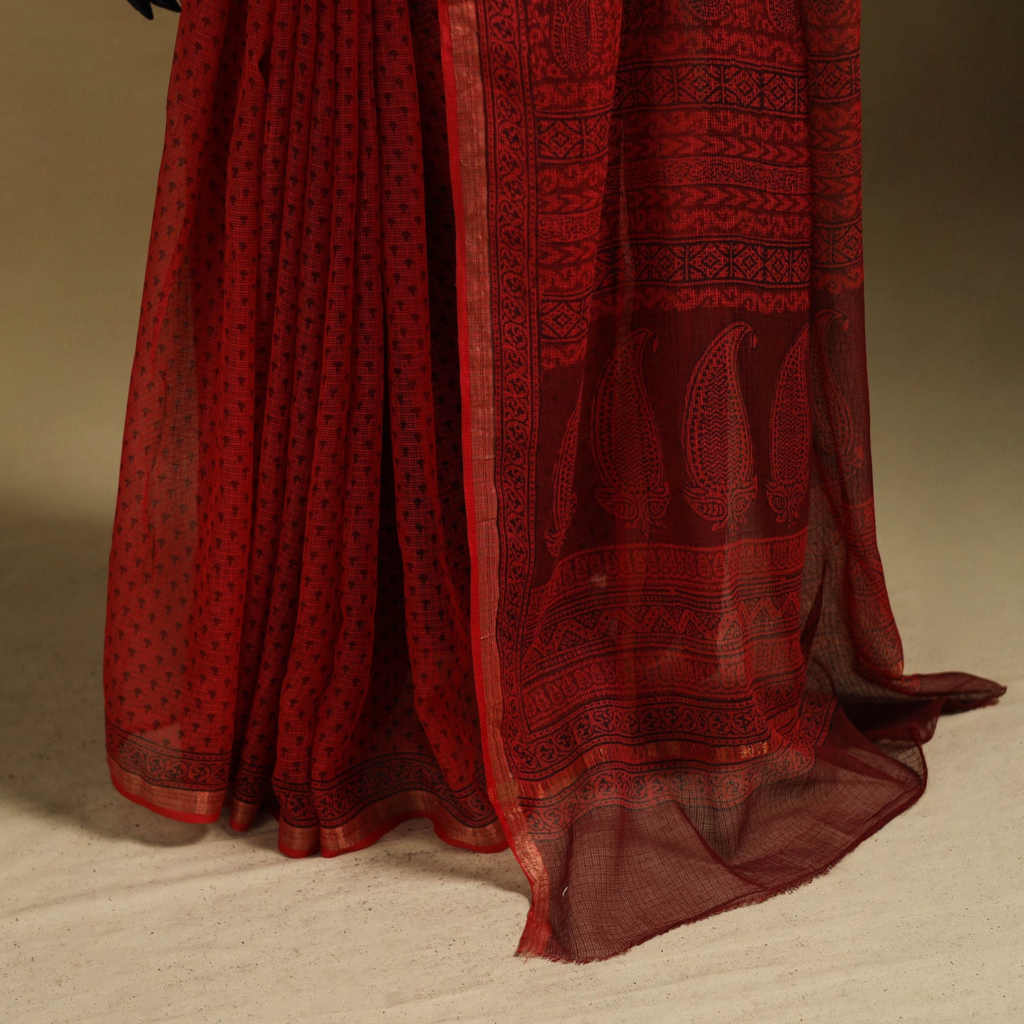 Bagh Hand Block Print Natural Dyed Kota Doria Cotton Saree 37